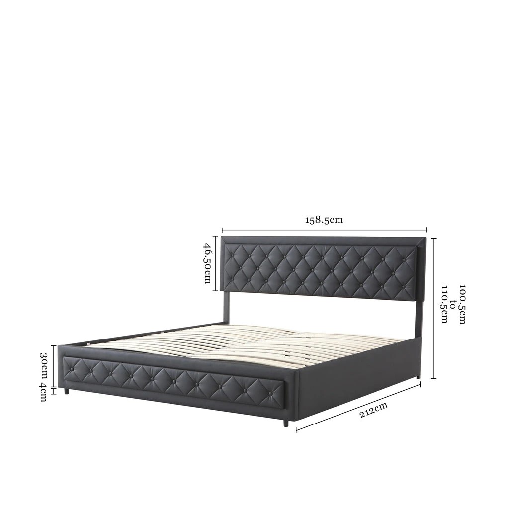 9 Zzz Atelier Vienna Queen Storage Bed Frame with Gas Lift and Adjustable Headboard - Charcoal, 9 of 9