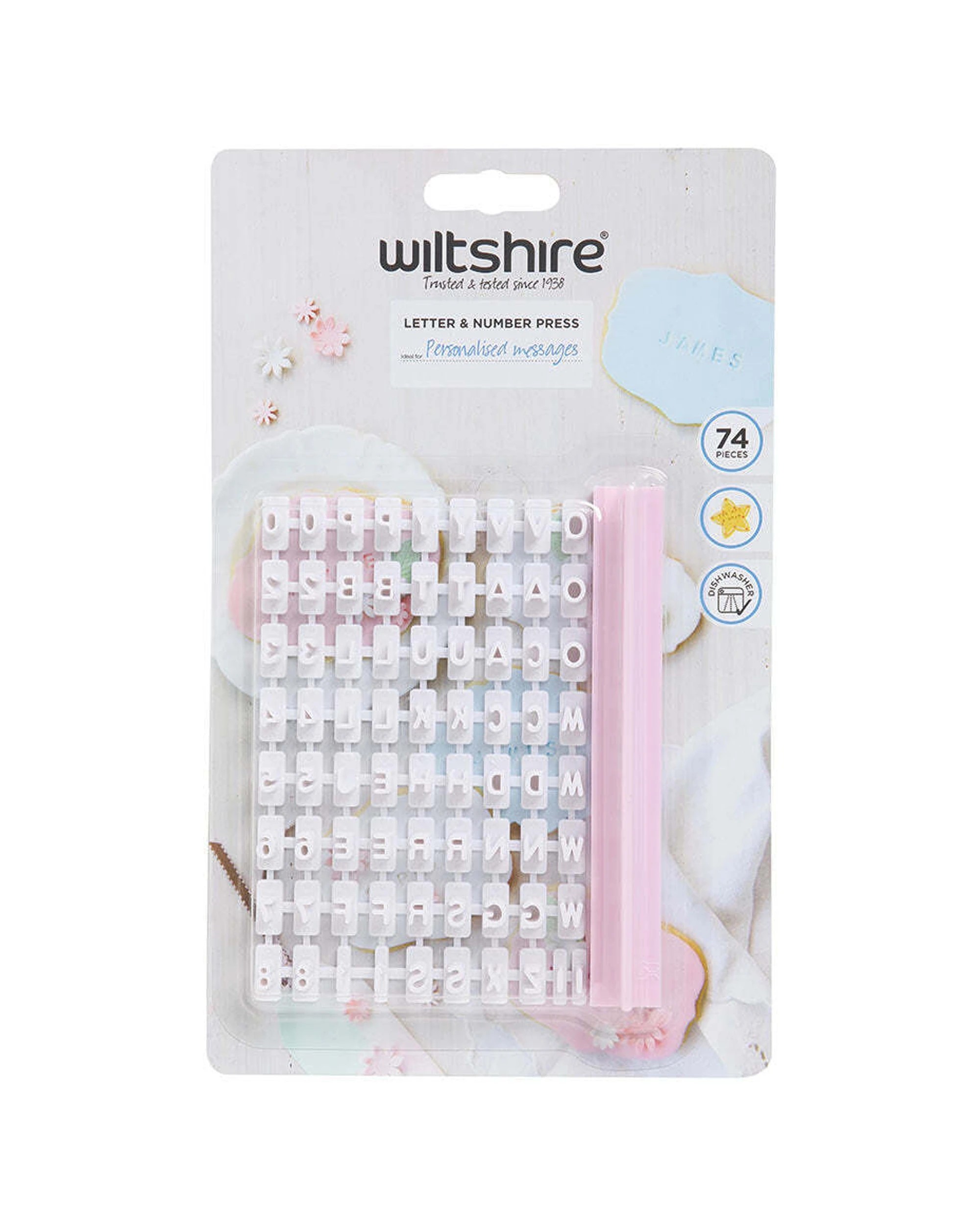 3 Wiltshire 3 x 74pc Plastic Fondant Letter Press Personalised Cake Decor Set - Plain, 3 of 4