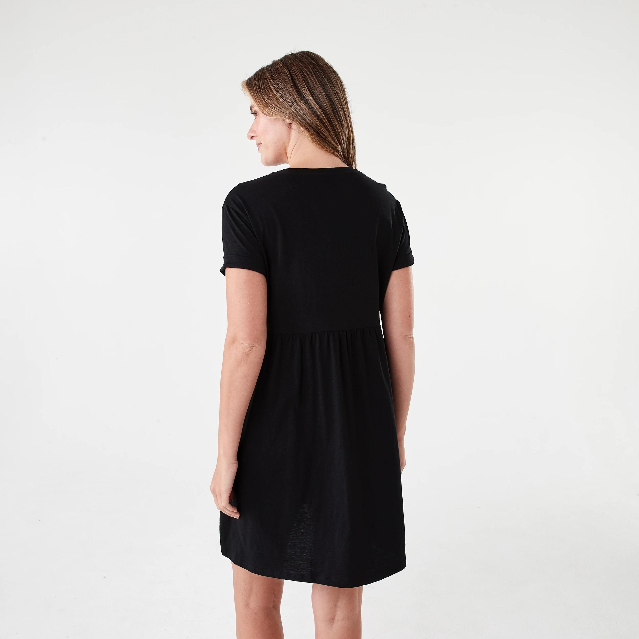 3 Short Sleeve Cuff Detail Jersey Mini Dress Black, 3 of 7