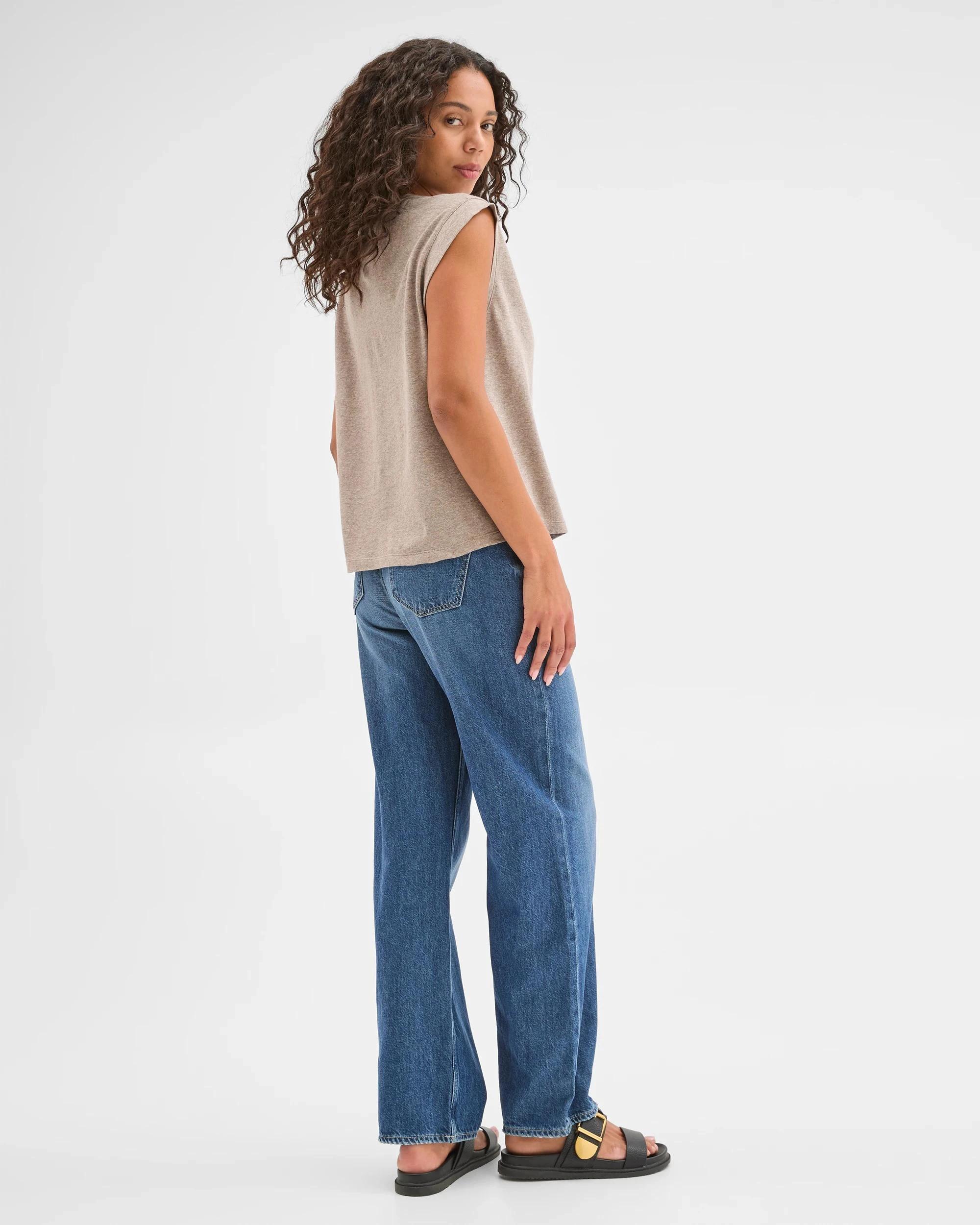 6 Target Woman European Linen Blend Muscle T-Shirt TAUPE GREY MELANGE, 6 of 7