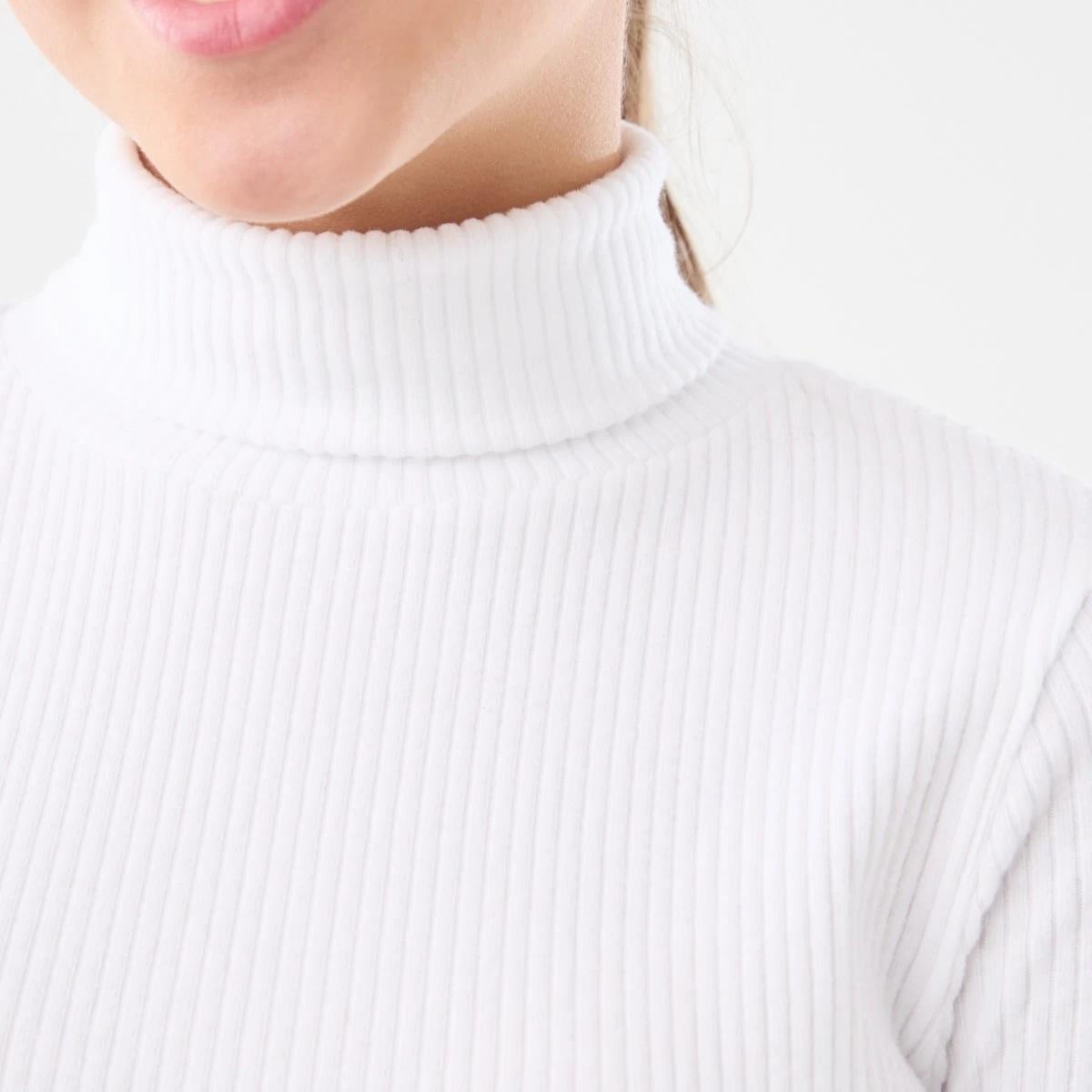 4 Long Sleeve Rib Skivvy Top White, 4 of 8