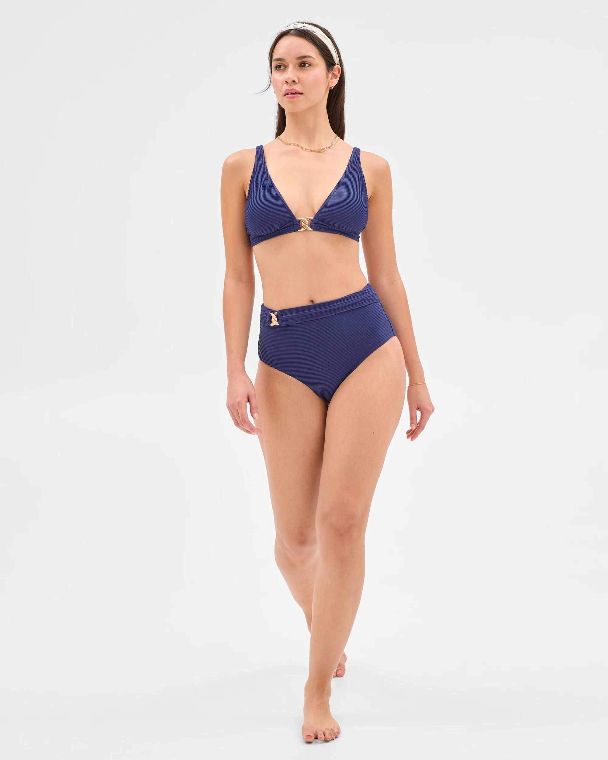 1 Target Resort Textured High Waisted Chain Link Bikini Bottoms FRENCH NAVY, 1 of 6