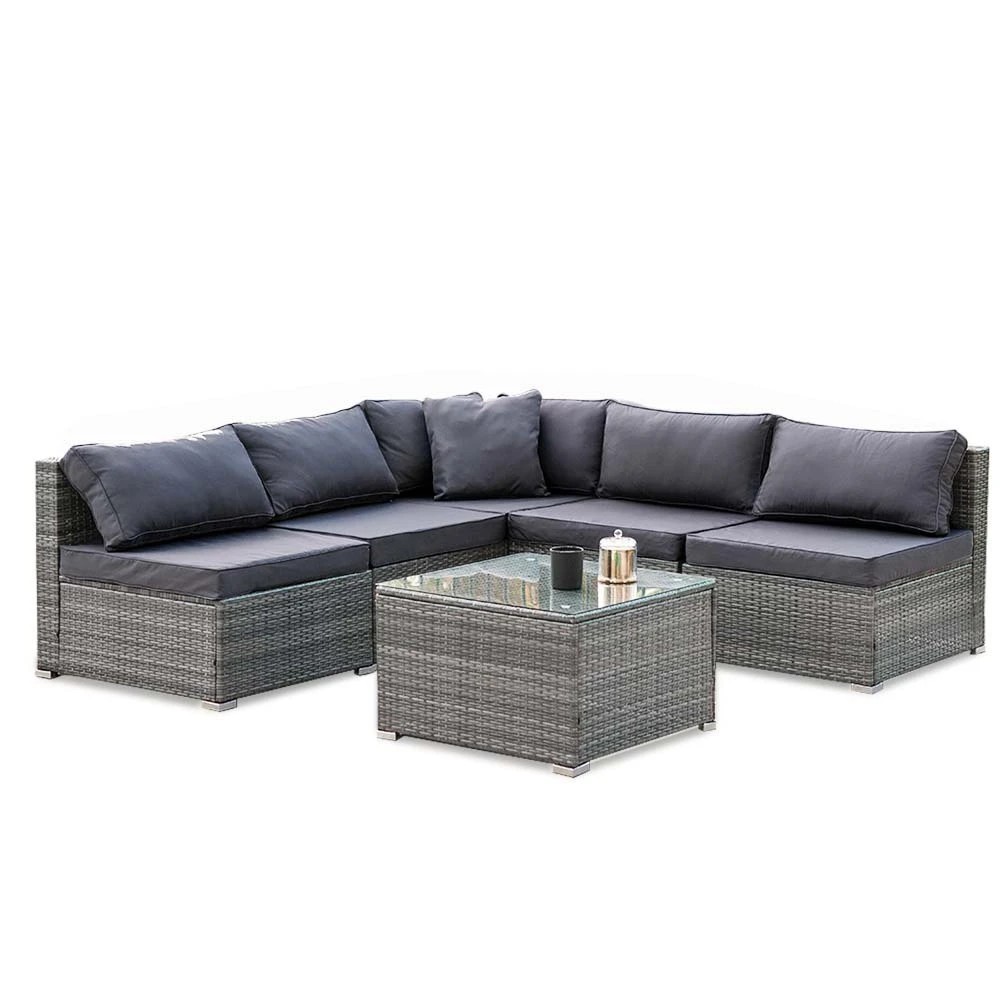 1 London Rattan 5-Seater Modular Outdoor Lounge - Grey, 1 of 1