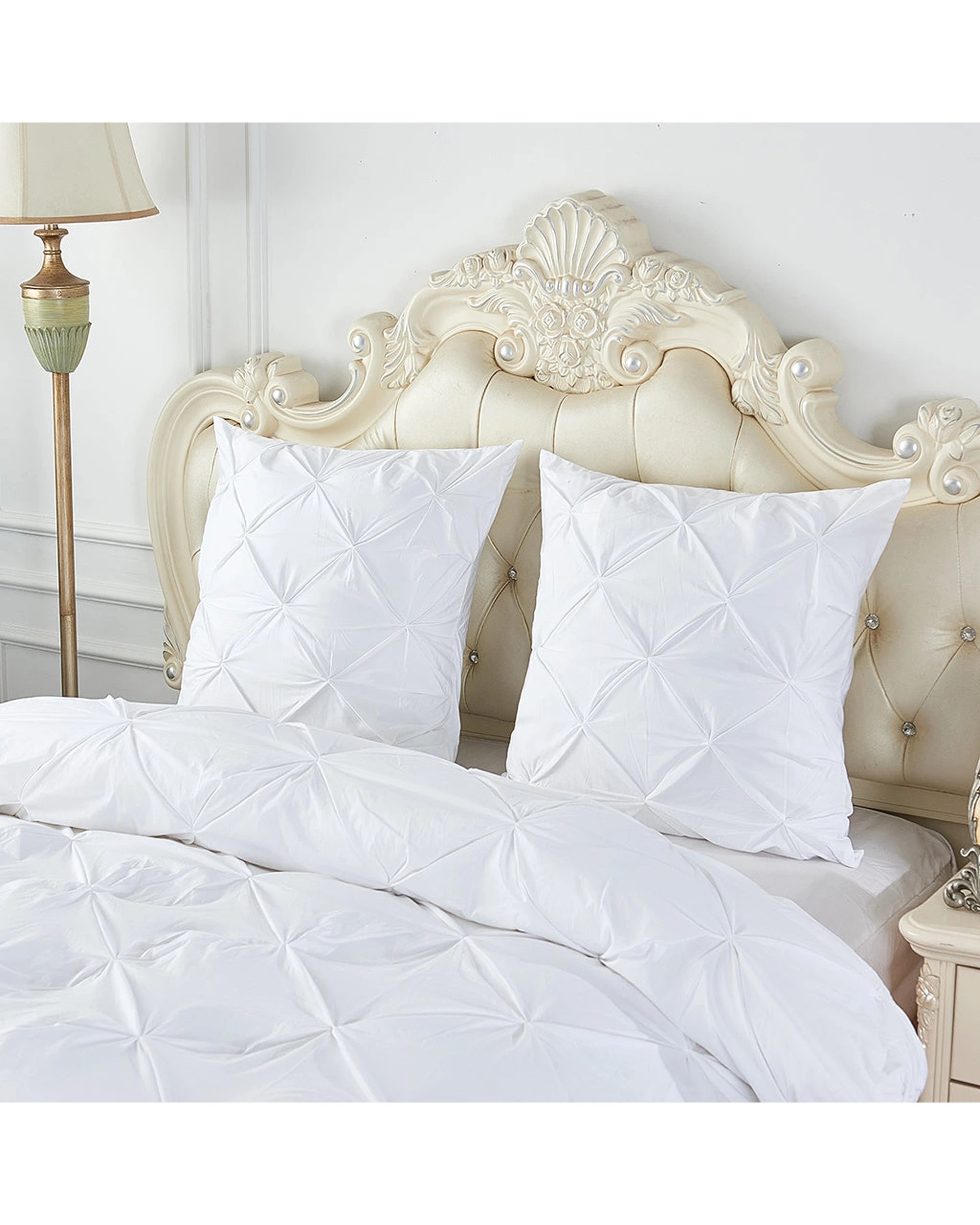 2 Cotton More 2pc Cotton Diamond Pinch Pleated Euro Cushion Cover Set 65x65cm - White, 2 of 5