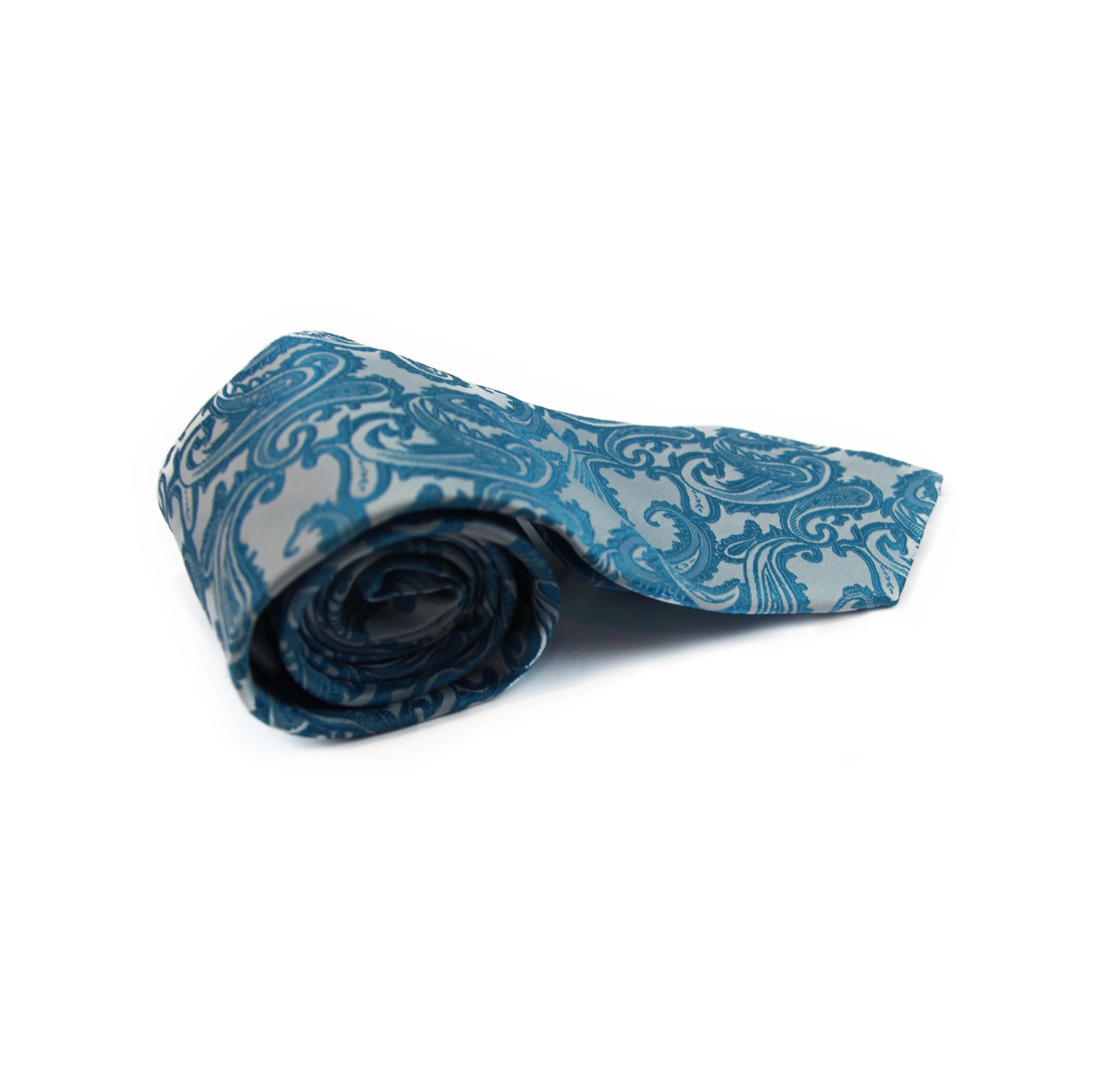 4 Zasel Mens Light Blue & Sky Blue Paisley Patterned Neck Tie - Multi, 4 of 4