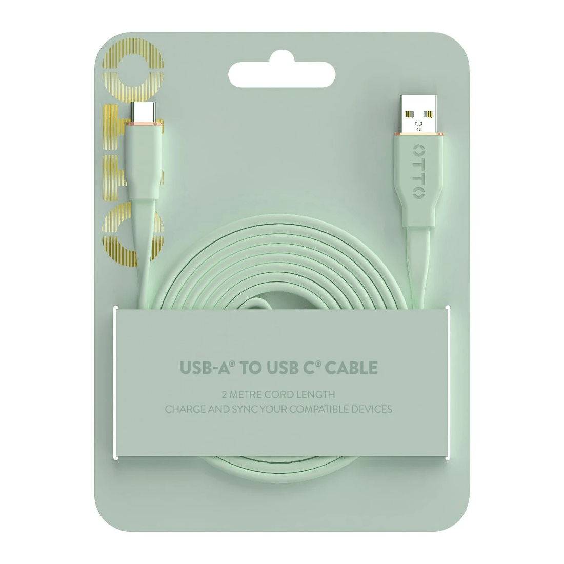 4 Otto 2m USB-A to USB-C Cable Mint, 4 of 6