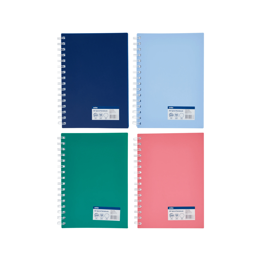 4 A5 Spiral Notebook - Assorted, 4 of 4