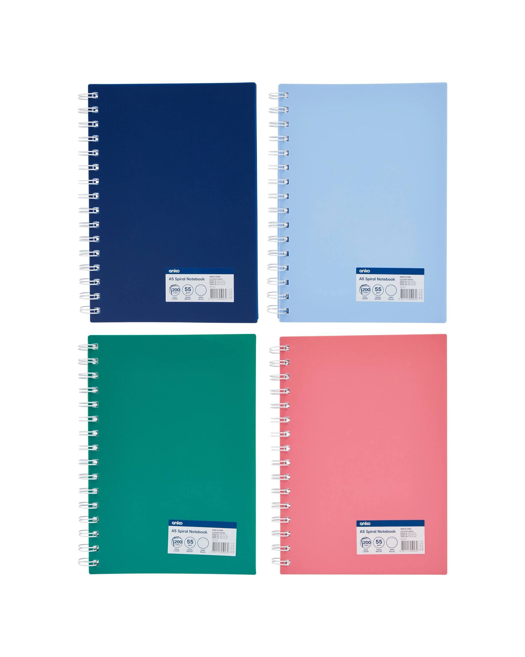 4 A5 Spiral Notebook - Assorted, 4 of 4