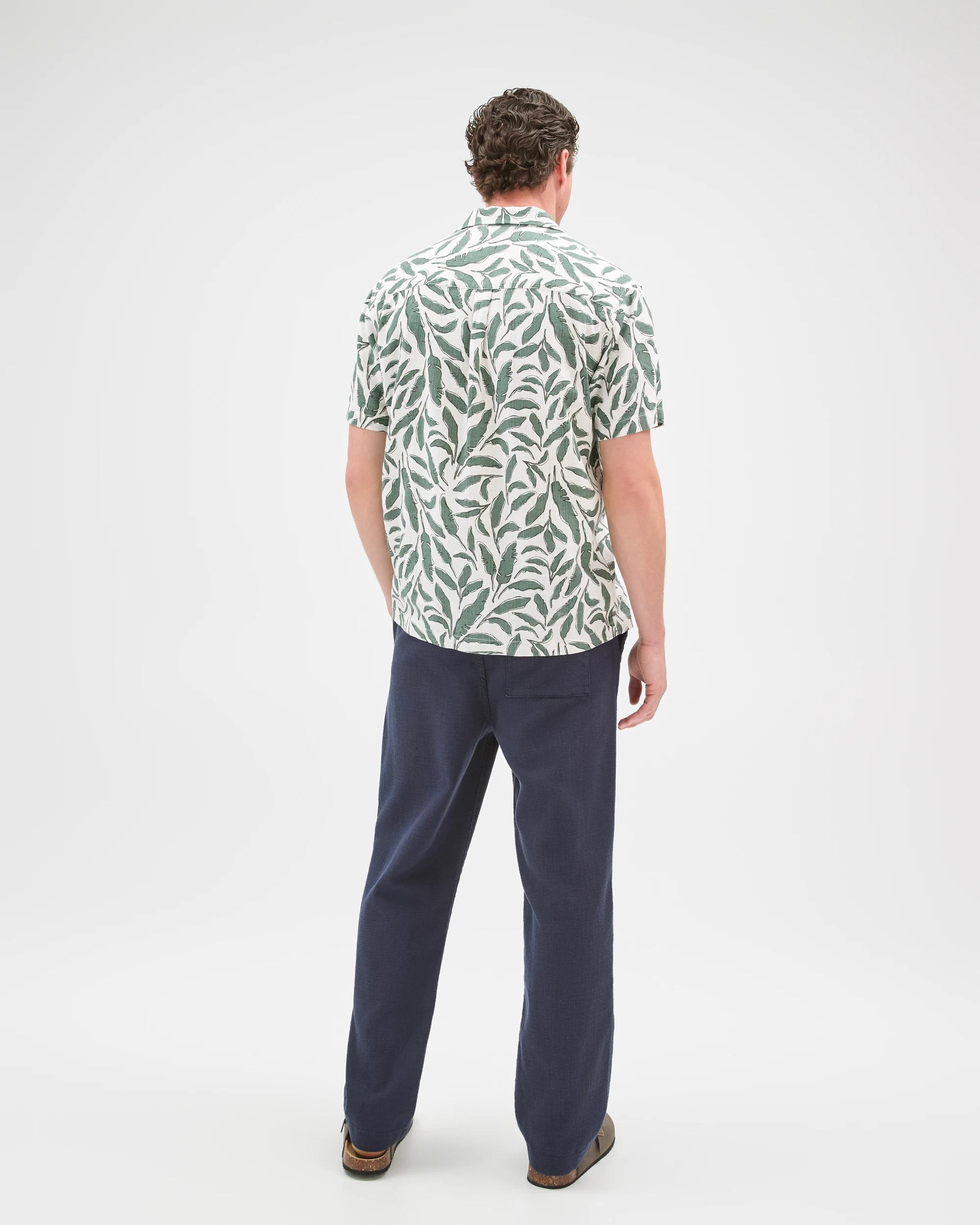 7 Target Man European Linen Blend Short Sleeve Textured Shirt LAUREL WREATH, 7 of 7