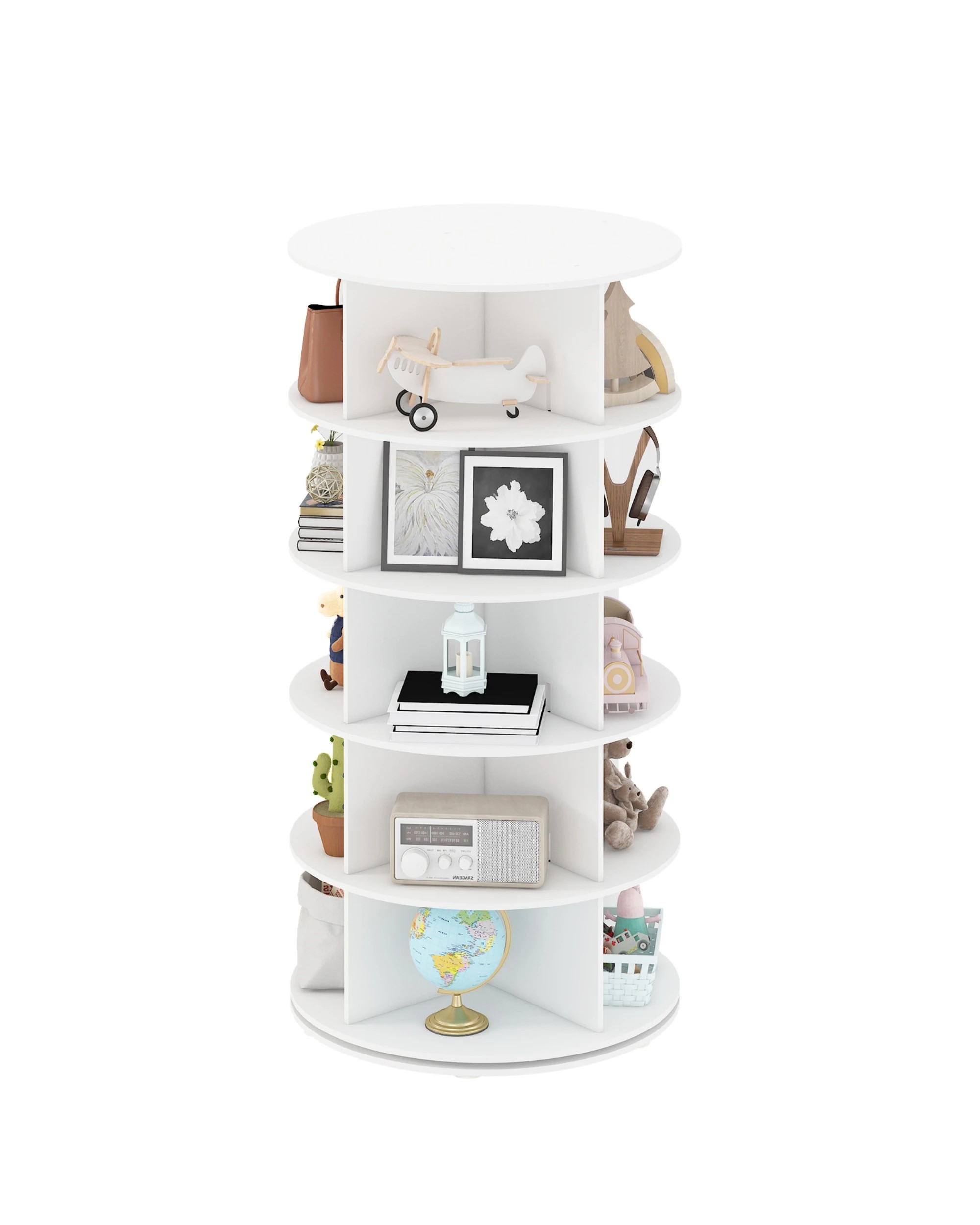 4 Advwin 5 Tier Rotating Shoe Rack Tower 360?Revolving Sneaker Display Rack Round Carousel Shoe Display Lazy Susan, 4 of 9