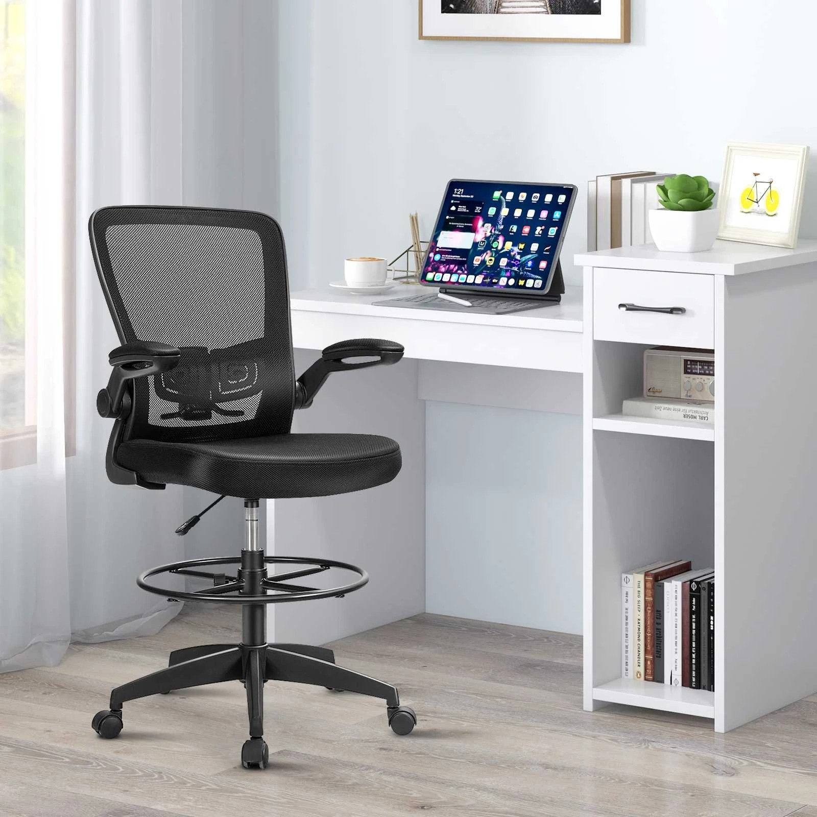 6 Costway Swivel Ergonomic Office Chair Mesh Drafting Chair Computer Chair, 6 of 7