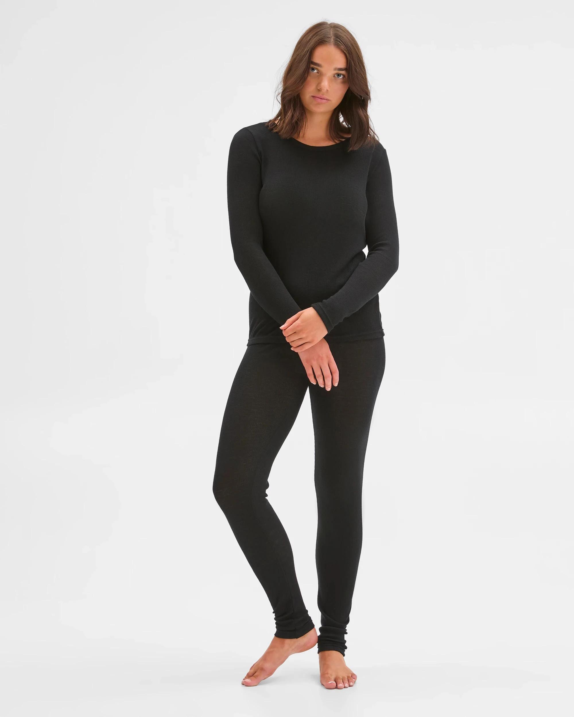 2 Target Woman Merino Wool Blend Long Sleeve Thermal Top BLACK, 2 of 5