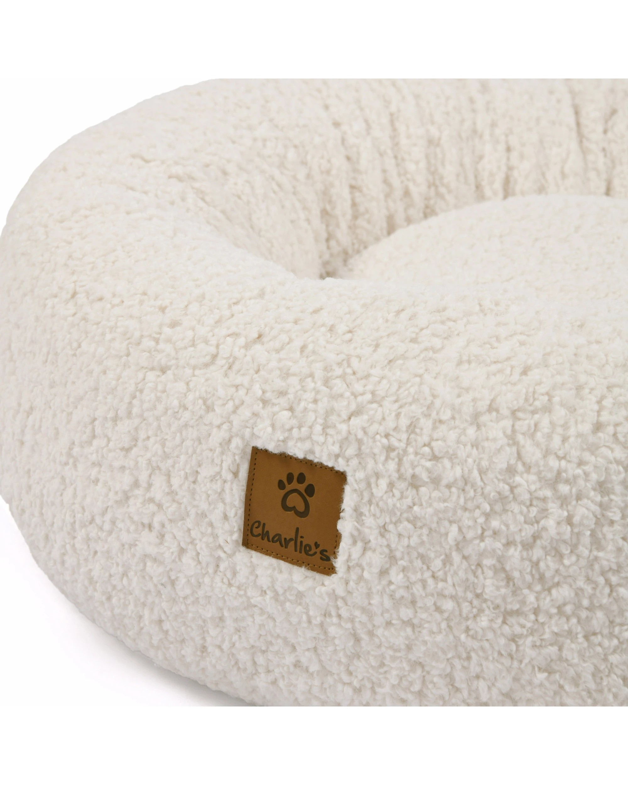 5 Charlie's Teddy Fleece Round Calming Dog Bed Large - Cream, 5 of 9