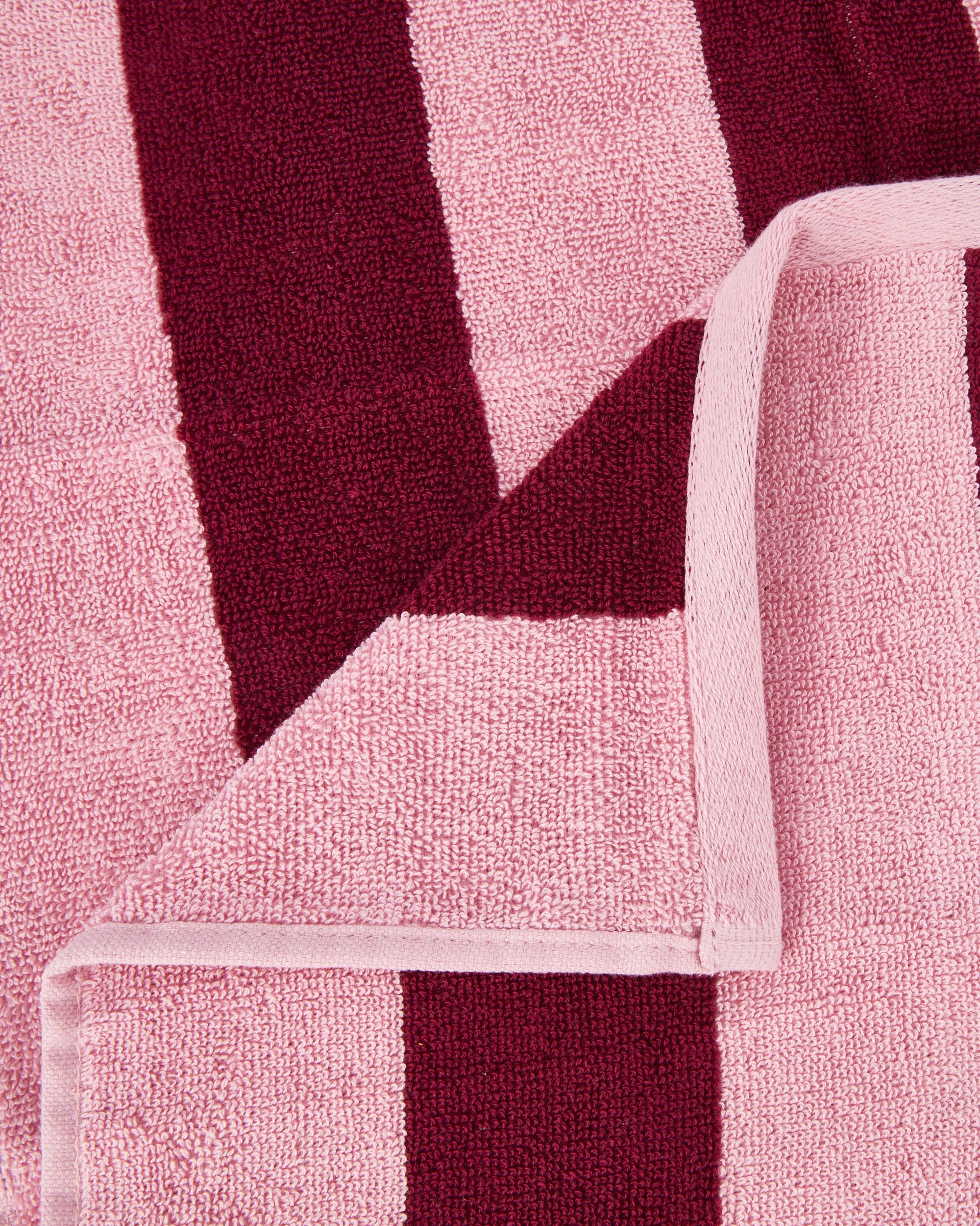 2 Stripe Cotton Hand Towel - Berry, 2 of 5