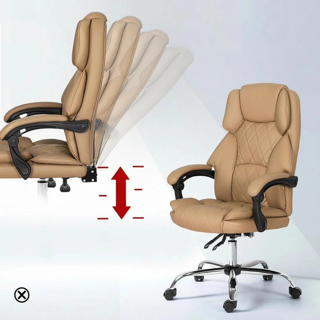 6 Artiss Executive Office Chair Leather Recliner Espresso - Brown, 6 of 7