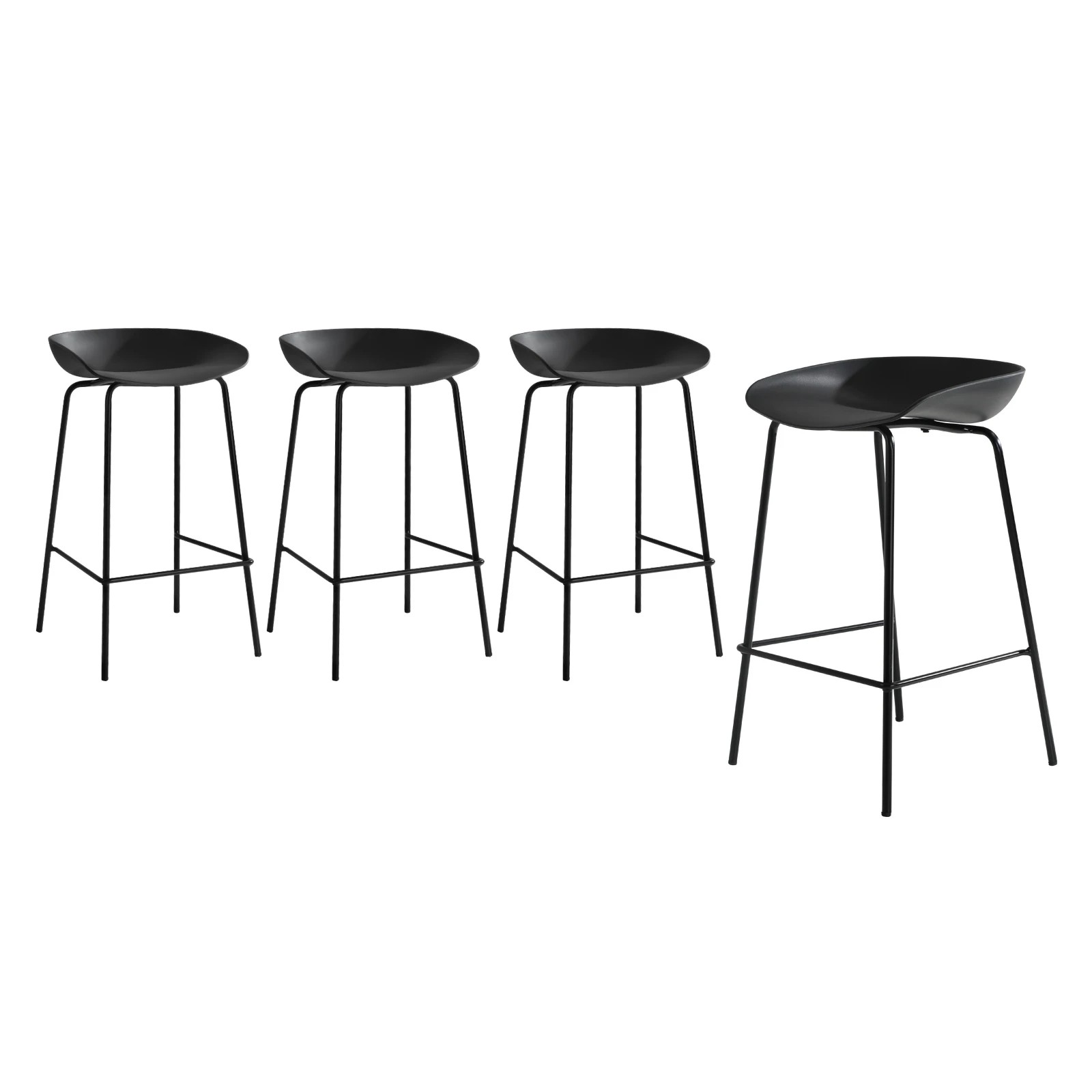 1 Oikiture Set Of 4 Kitchen Bar Stools Stool Dinning Counter Chairs Metal
 - Black, 1 of 10