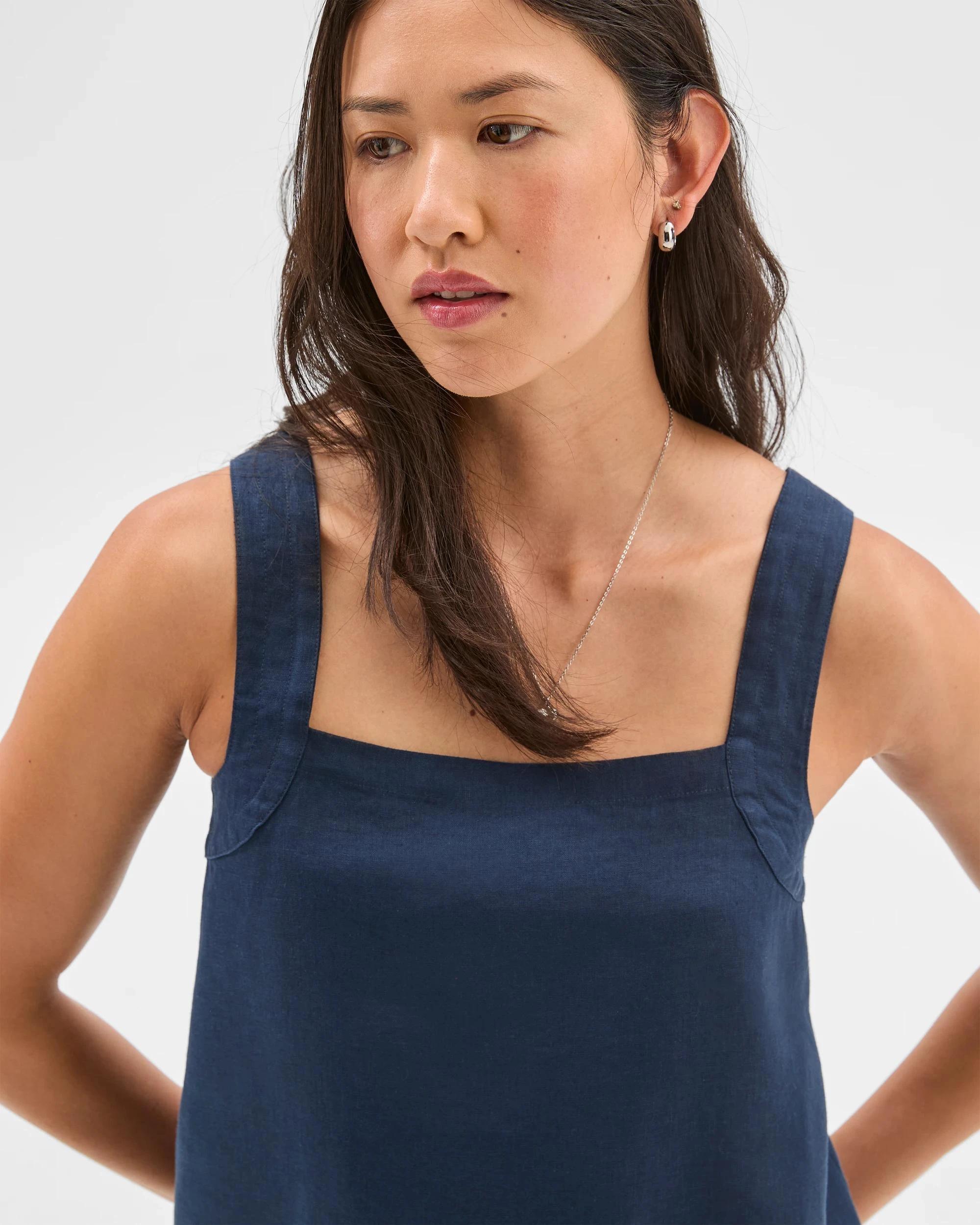 2 Target European Linen Stitch Detail Cami NAVY BLUE, 2 of 7