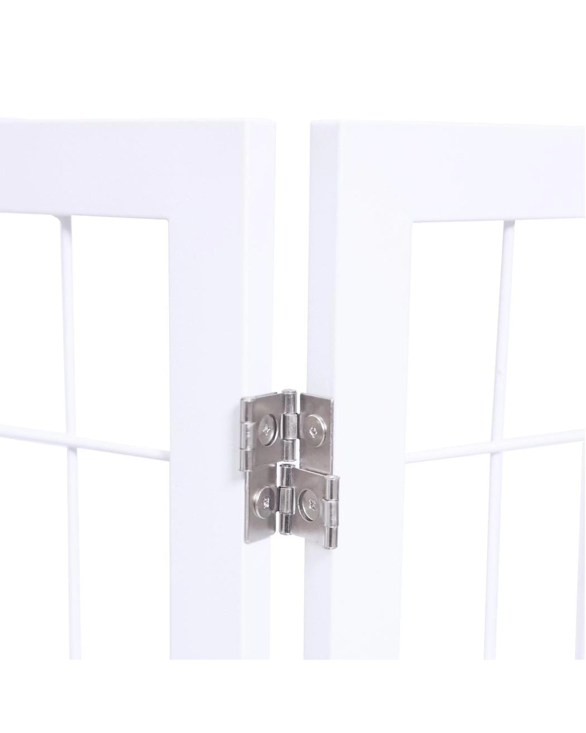 2 Freestanding Metal Pet Gate 3 Panel Foldable Fence White, 2 of 7