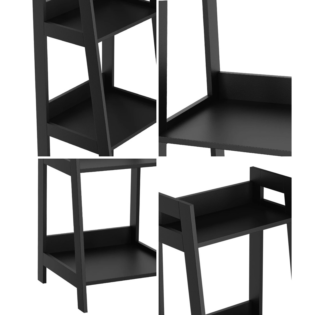 4 Oikiture Bookshelf 4 Tier Corner Ladder Shelf Home Storage Display Rack
 - Black, 4 of 9