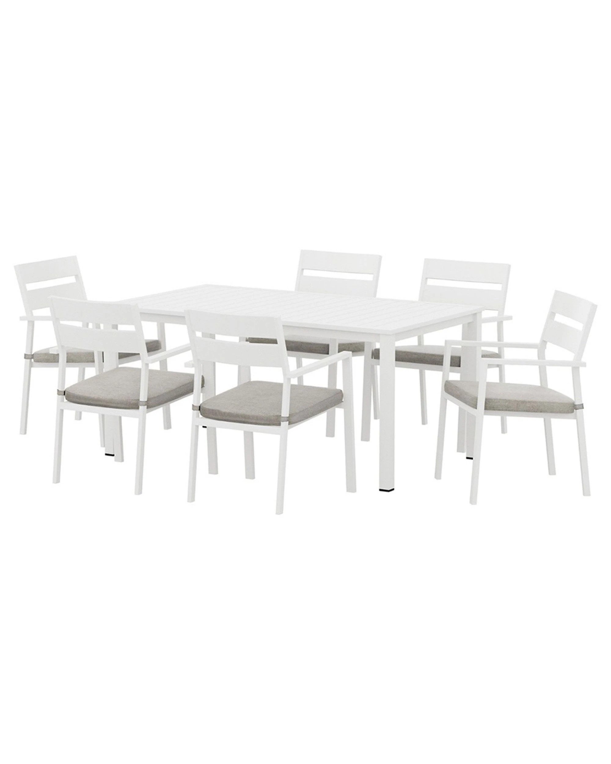 1 Gardeon Outdoor Dining Set 7 Piece Aluminum Table Chairs Setting
 - White, 1 of 3