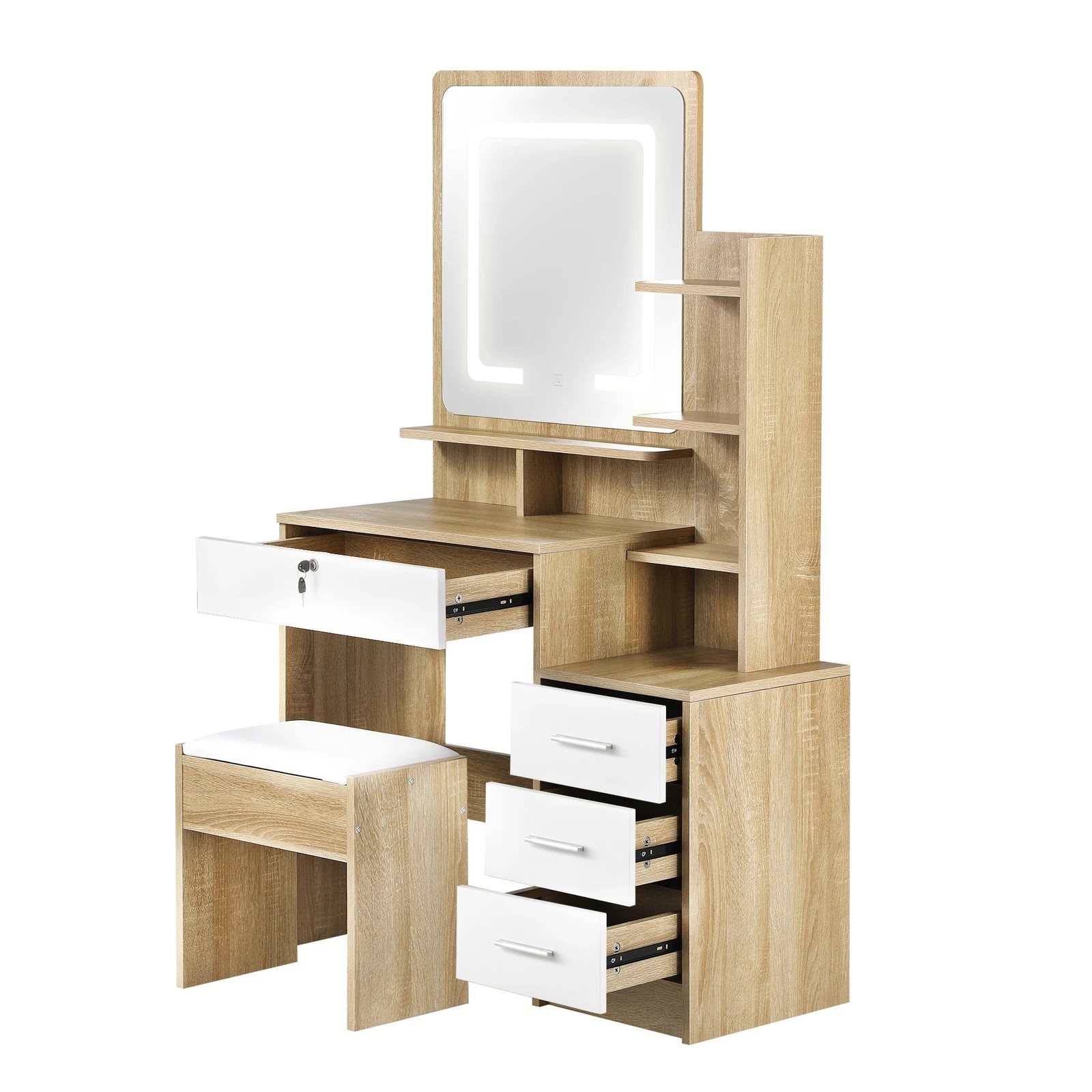 8 Oikiture Dressing Table Stool Set Makeup Mirror Led Light Cabinet
 - Multi, 8 of 9