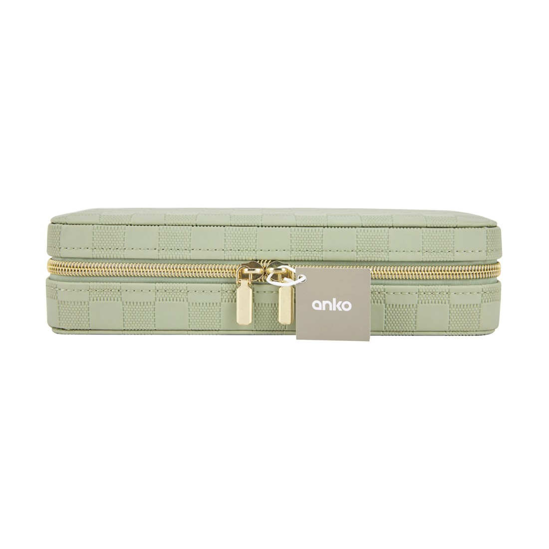7 Sage Check Large Zip Jewellery Case, 7 of 7