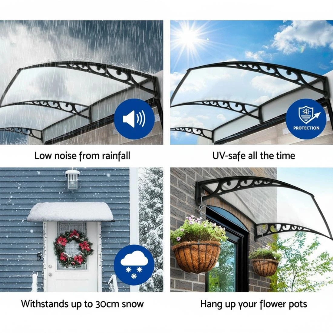 5 Instahut Window Door Awning 1mx1.5m Transparent - Clear, 5 of 7