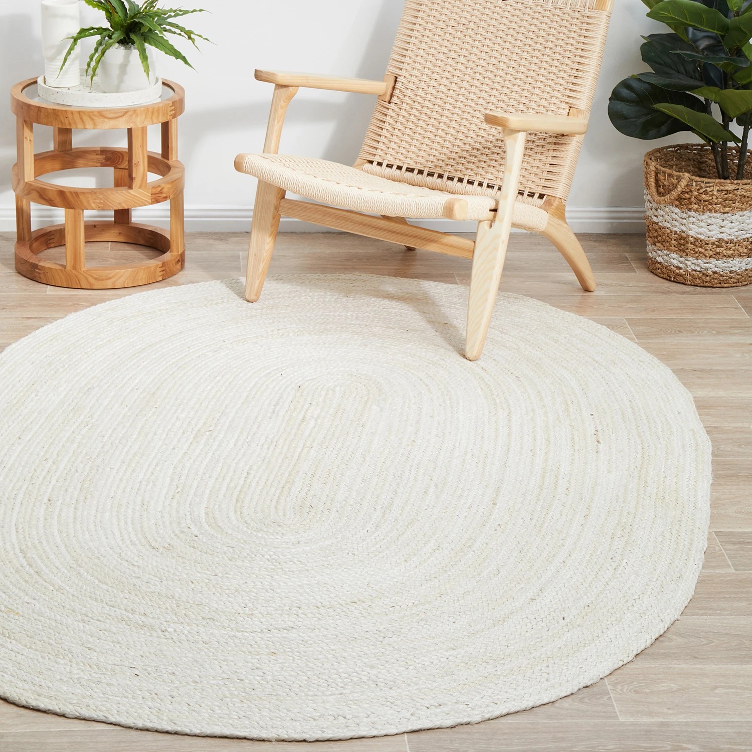 4 Common Ground Rugs Shoreline White 220x150cm - Medium Oval Hand Braided Jute Rug - Natural, 4 of 9