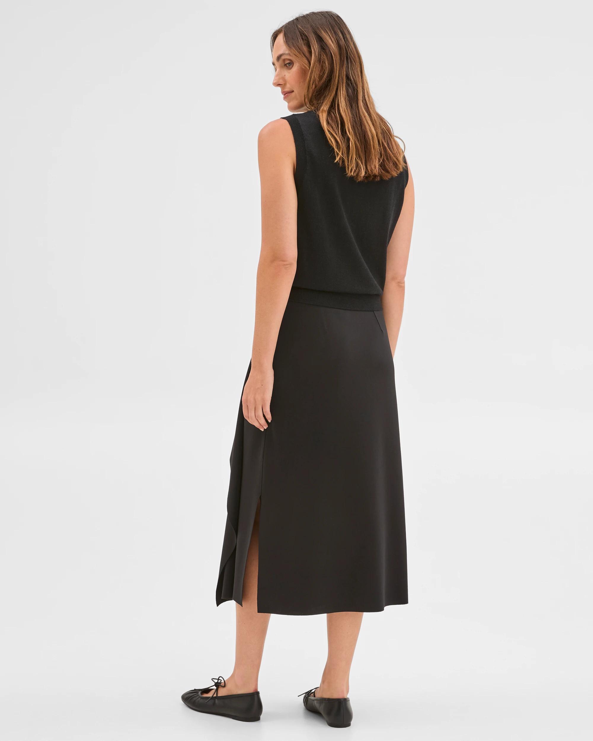5 Preview Drape Detail Midi Skirt BLACK, 5 of 5