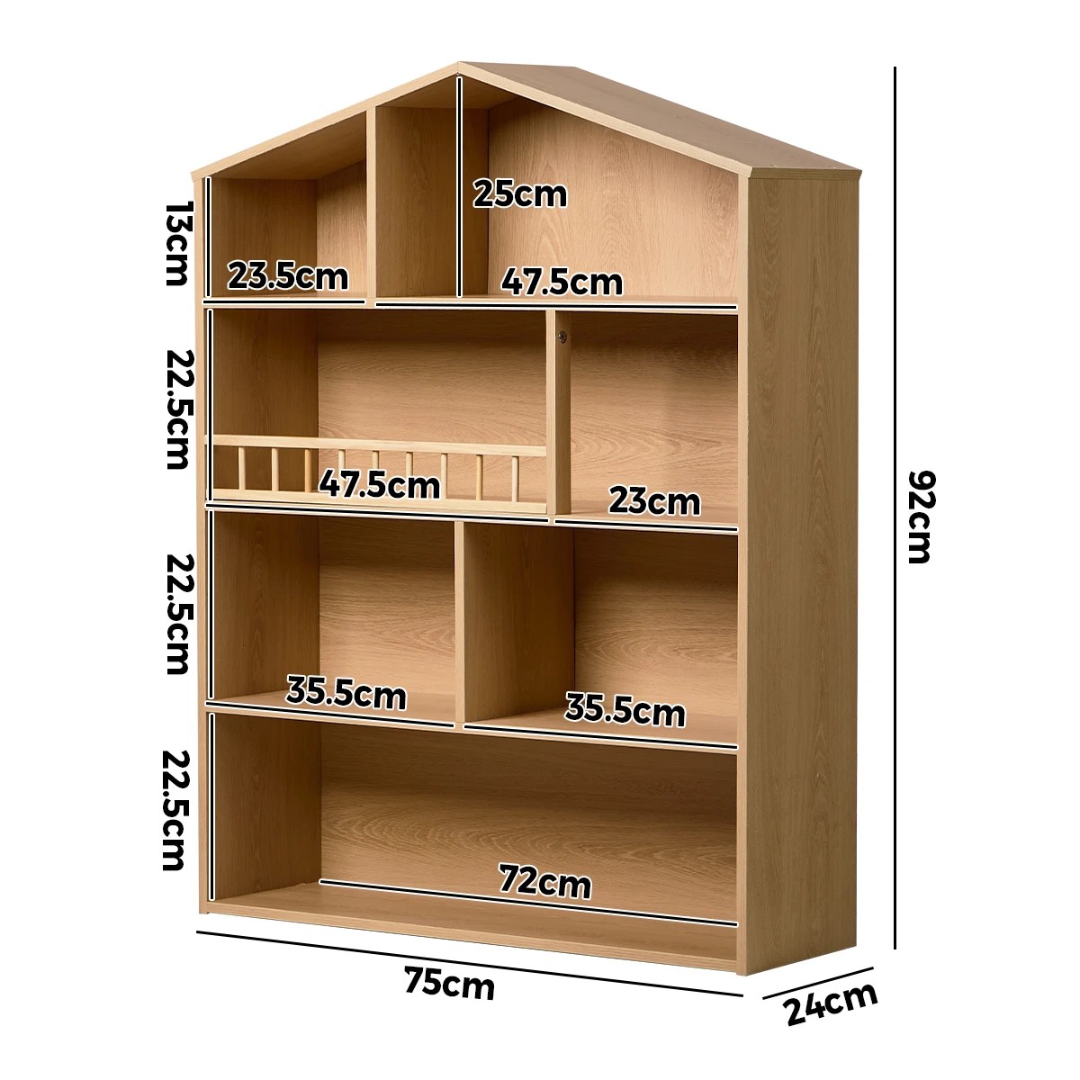 2 Oikiture Kids Bookshelf Toy Storage Children Bookcase Display Shelf Rack - Natural, 2 of 9