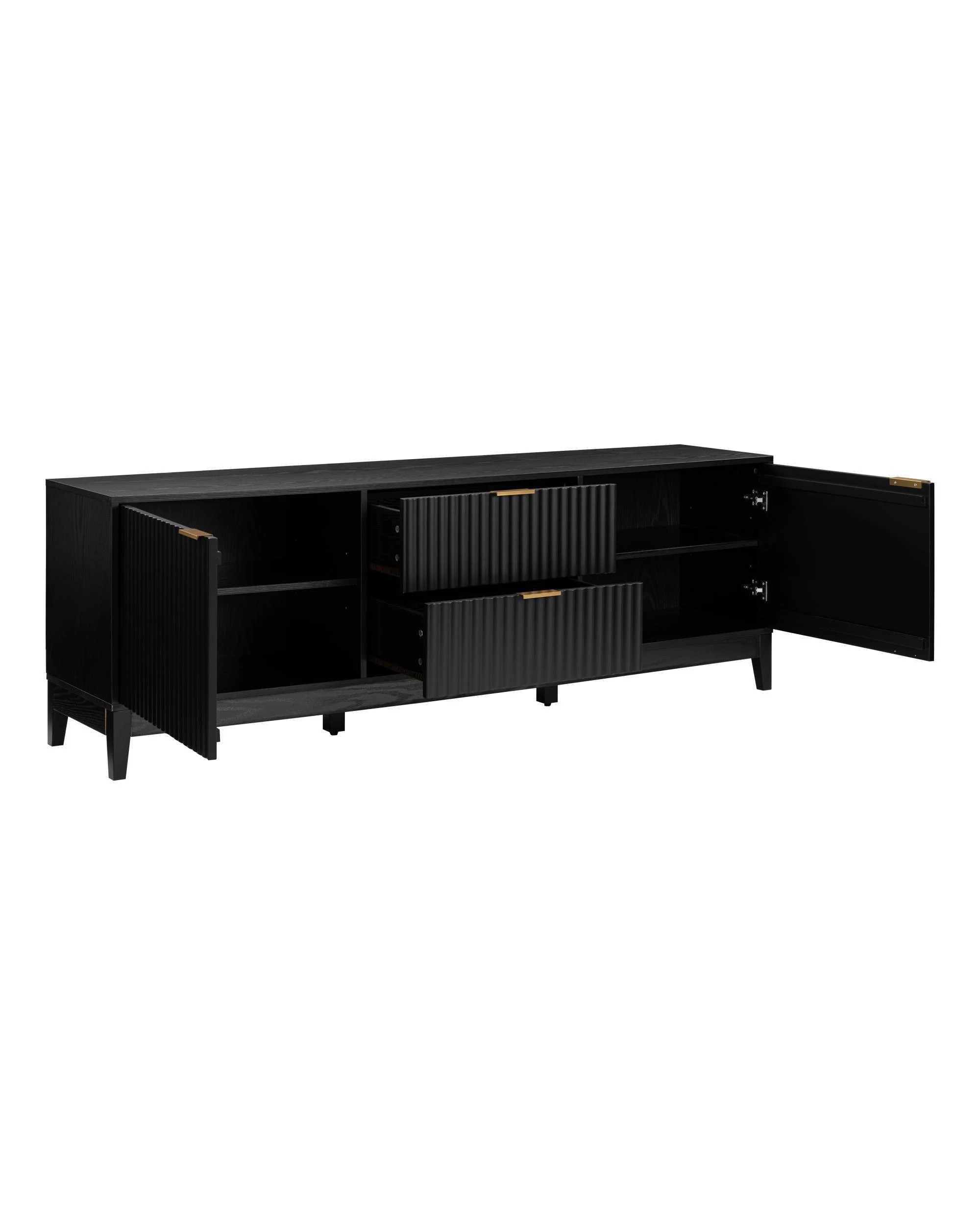 6 Kodu Entertainment Unit TV Cabinet 180cm 2 Doors 2 Drawers - Black, 6 of 10