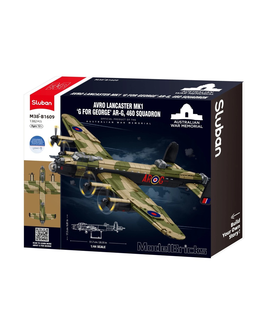 Model Kit 1:44 Lancaster Bomber G For George Plane WWII RAAF Air Force ...