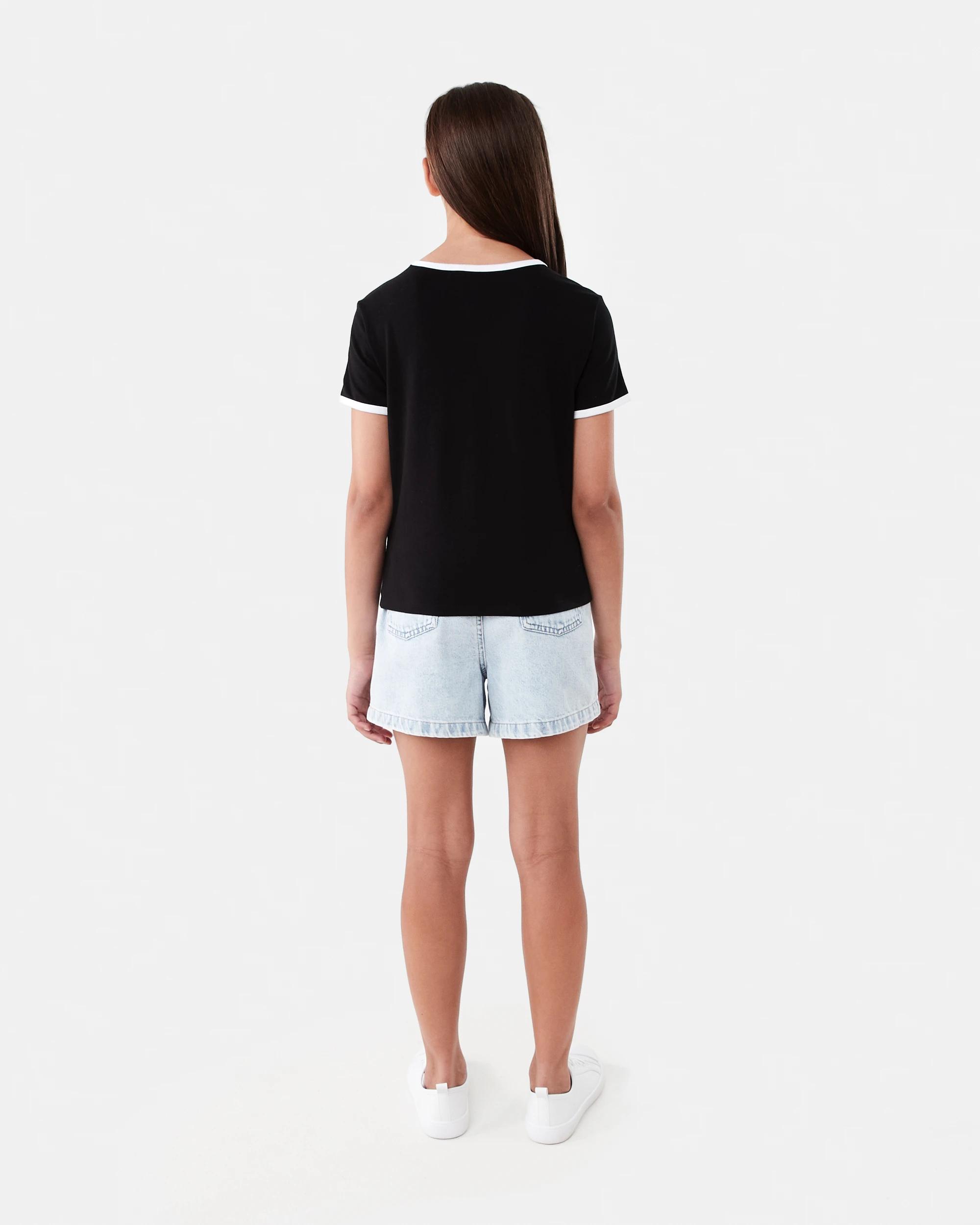 8 Short Sleeve Ringer T-shirt Blk 08, 8 of 8