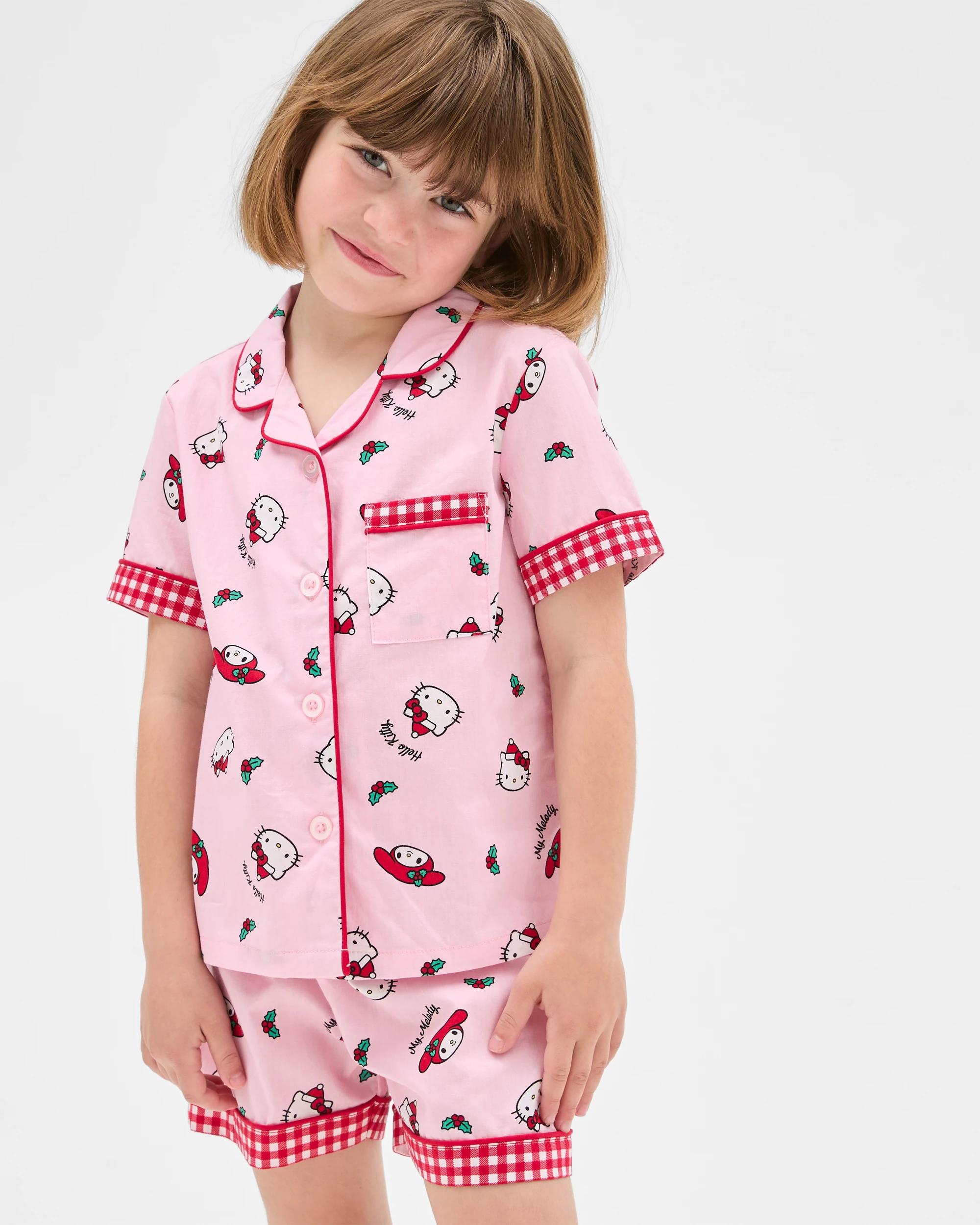 2 Family Matching Christmas Hello Kitty Cotton Younger Girls Woven Pyjama Set HELLO KITTY, 2 of 8