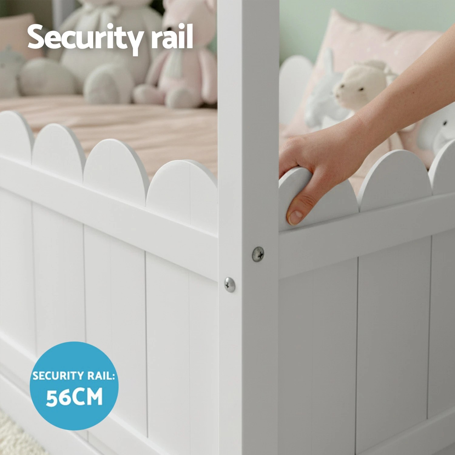 6 Artiss Bed Frame Wooden Kids House Single Frame
 - White, 6 of 7