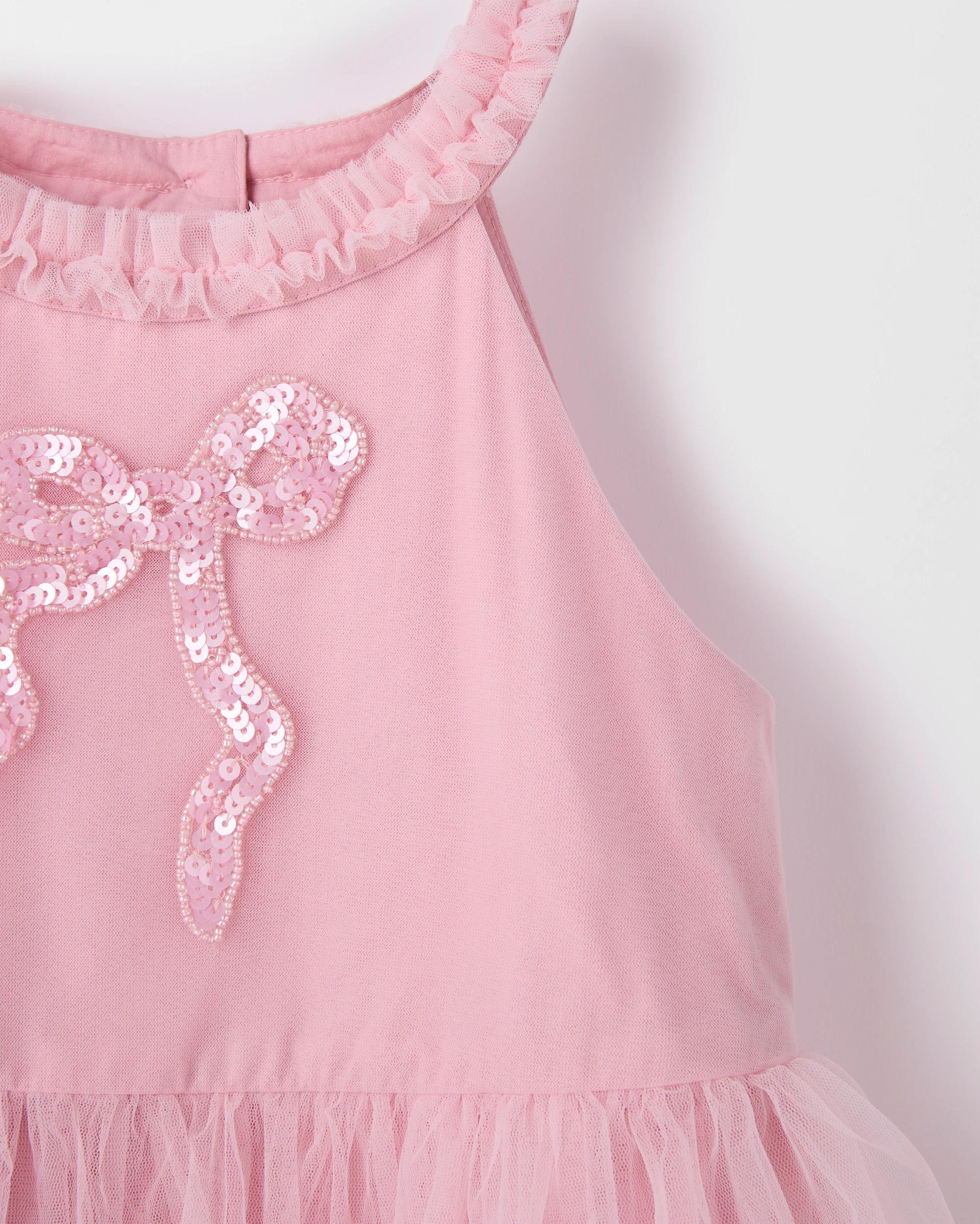 7 Target Kids Sleeveless Halter Neck Tulle Occasion Dress PINK, 7 of 9