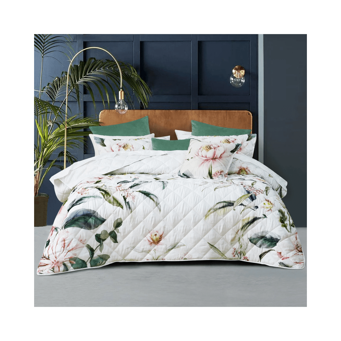 1 Bianca Bedding Indi Quilted Floral Coverlet Set, White Polyester — 1 Coverlet + 2 Pillowcases - White, 1 of 4