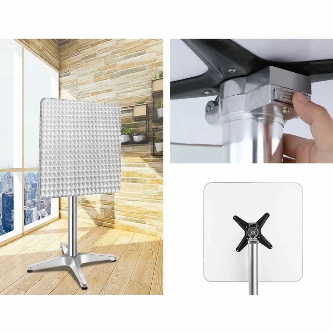 5 Gardeon 3-Piece Outdoor Bar Set Bistro Table Stools Adjustable Square - Silver, 5 of 6