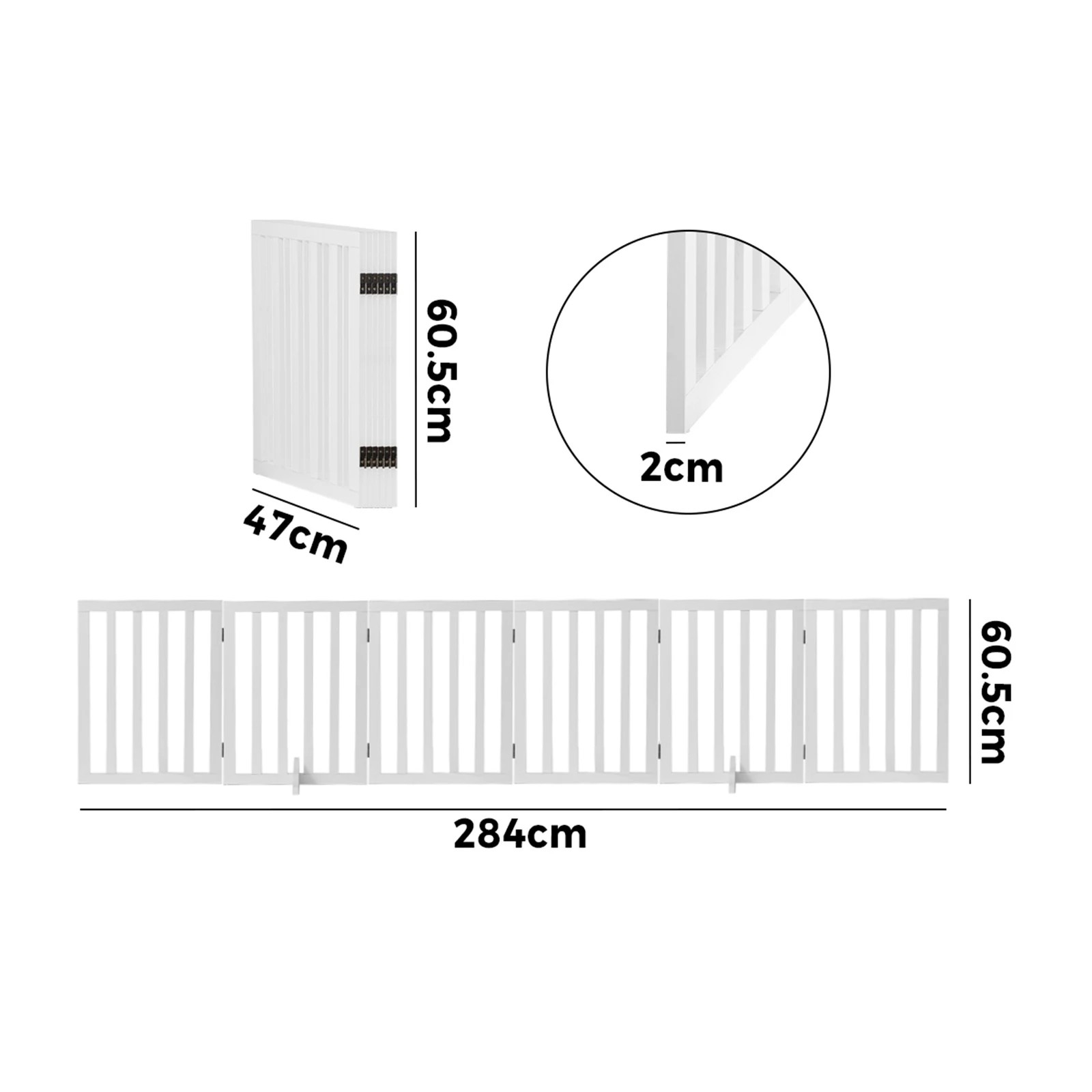 10 Alopet Wooden Pet Gate Dog Fence Safety Stair Barrier Security Door 6 Panels - White, 10 of 10