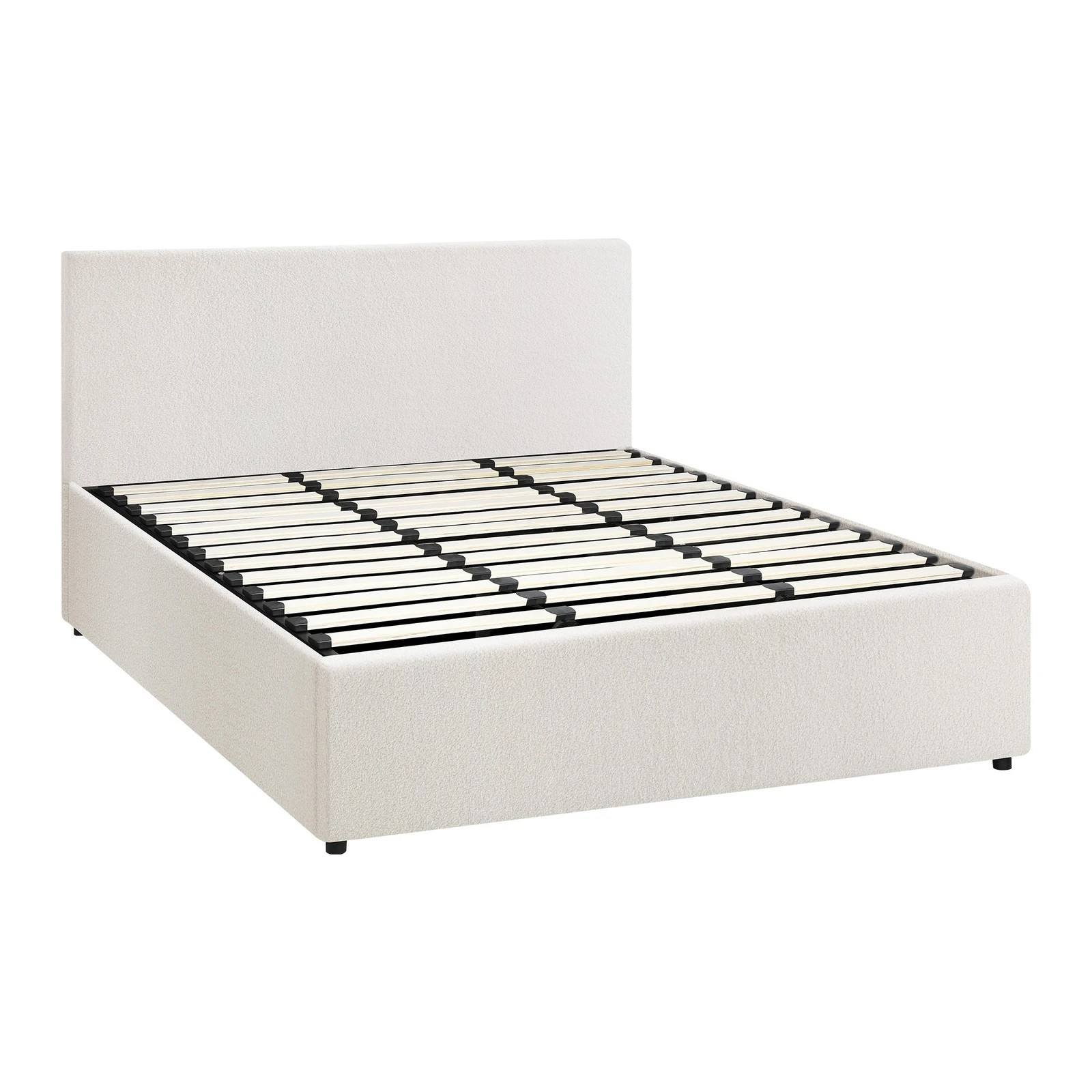 7 Oikiture King Bed Frame Gas Lift Base With Storage Boucle
 - White, 7 of 10
