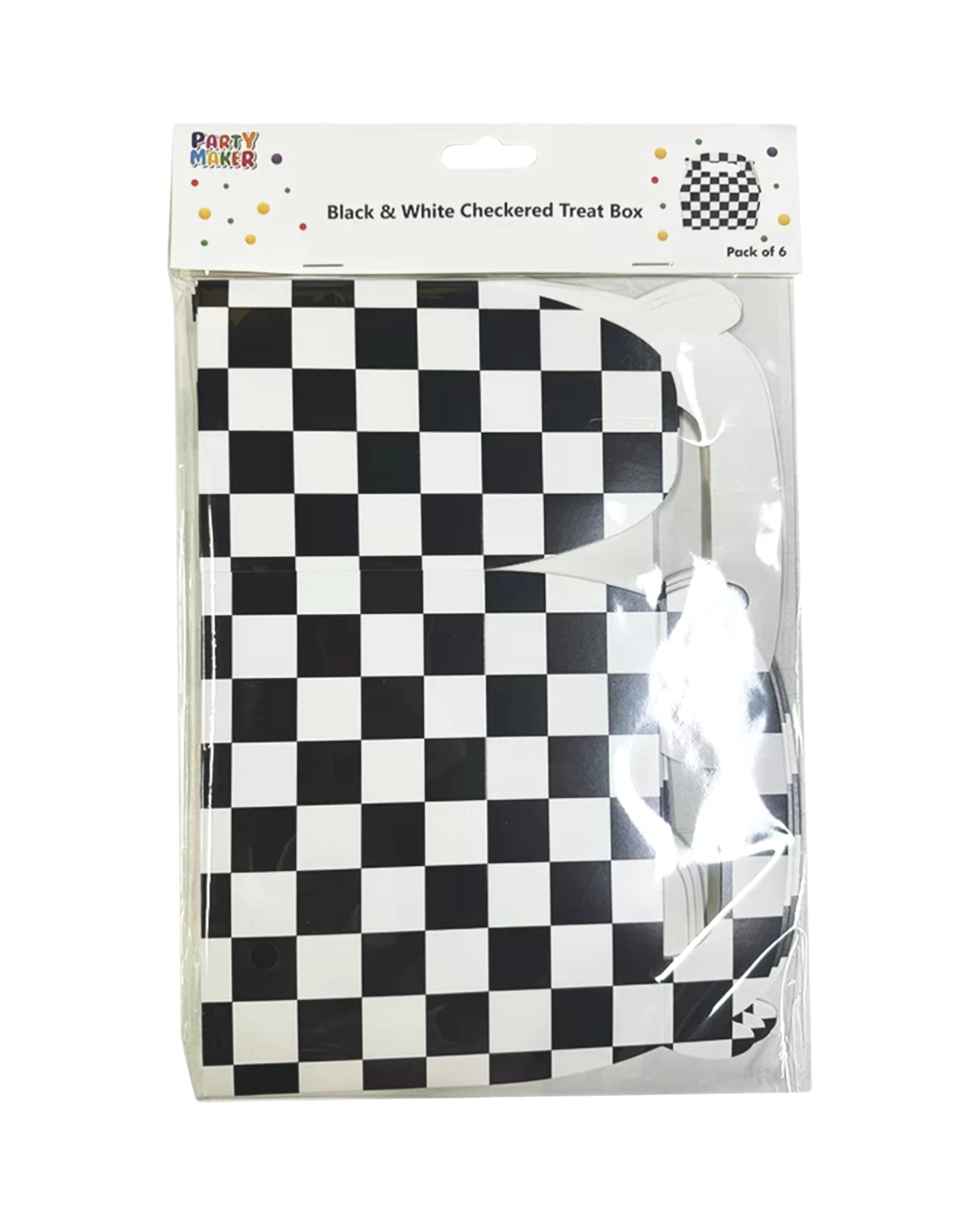 3 Partyrama Black and White Checkered Lolly/Treat Boxes Pack of 6, 3 of 3