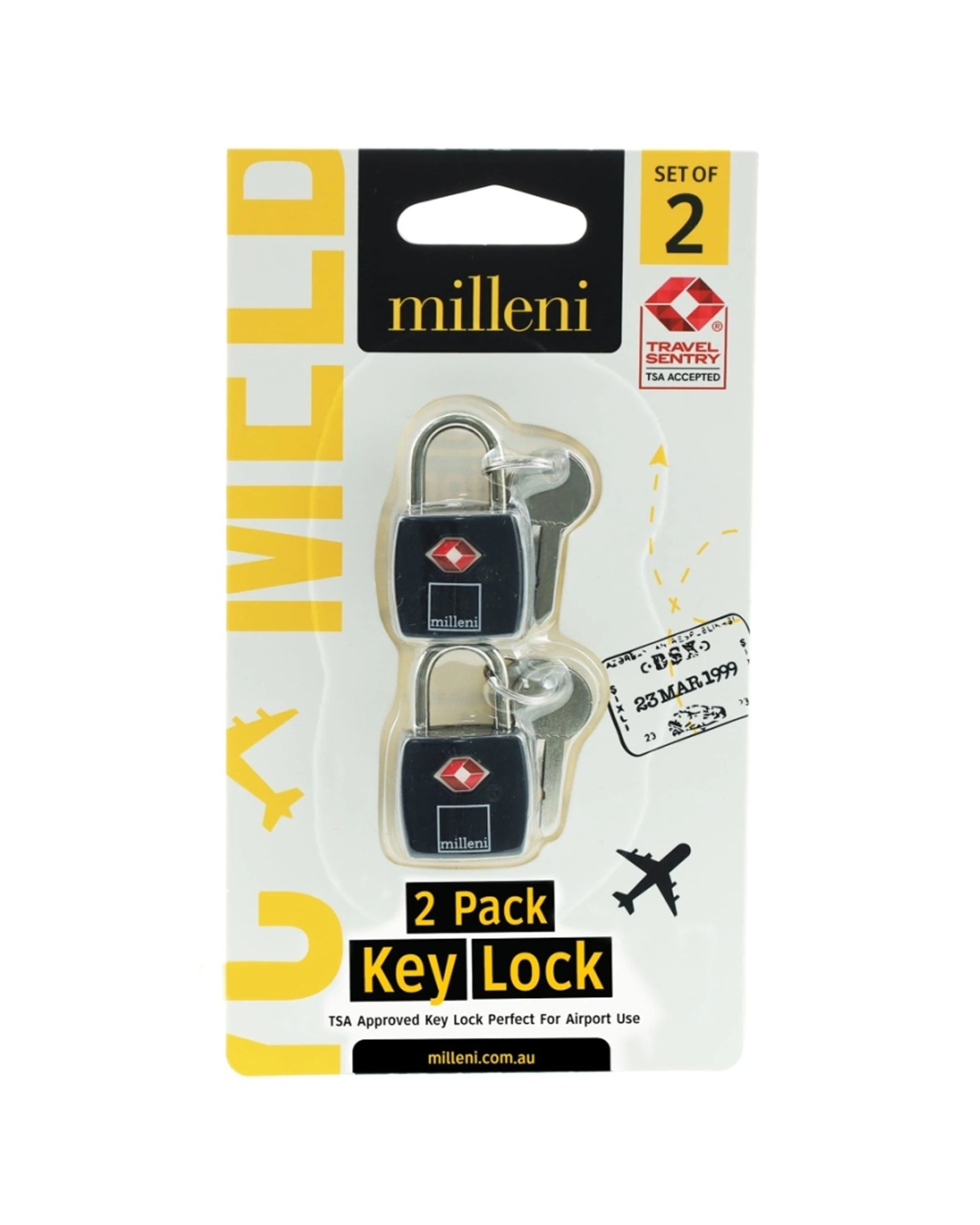 1 Milleni Travel Luggage Suitcase Secure Safety TSA Key Lock 2PK - Black, 1 of 1