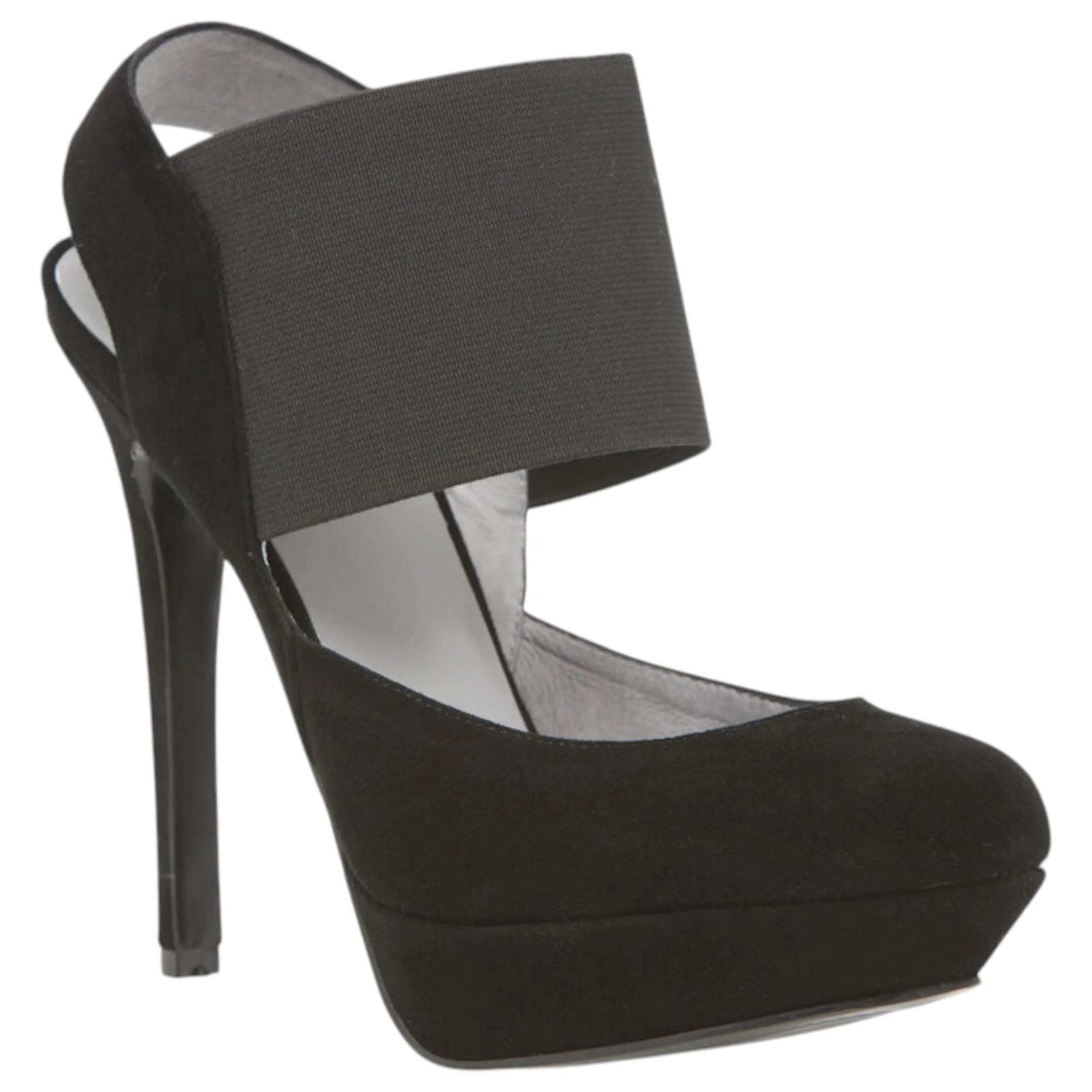 1 Zasel Isabella Ladies Womens Suede Leather Stiletto Heels With Strap Shoes BLACK, 1 of 3