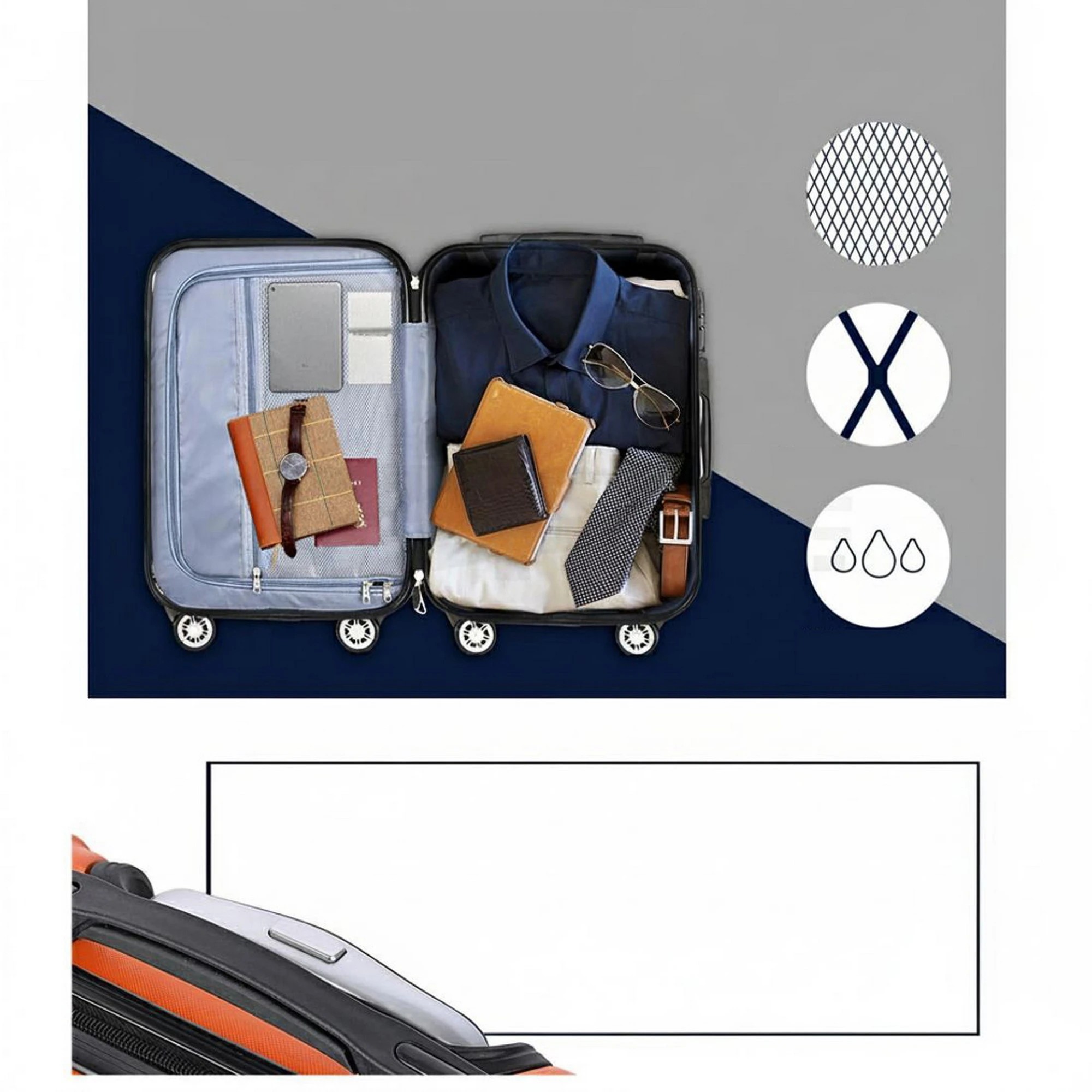 7 Wanderlite 3pc Luggage Trolley Travel Set Suitcase Carry On TSA Lock Hard Case Lightweight - Orange, 7 of 8