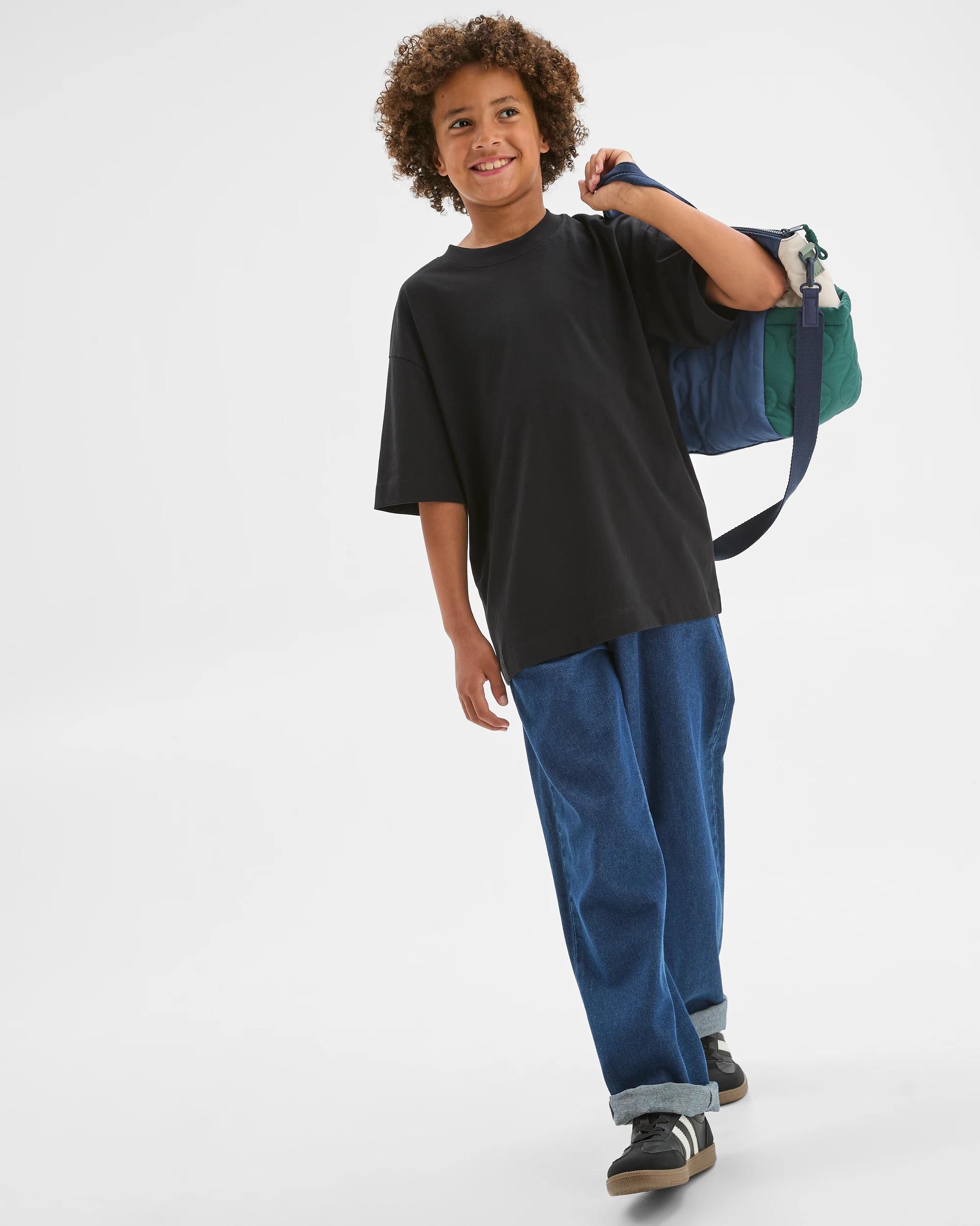 1 Target Kids Australian Cotton Oversized Plain T-Shirt BLACK, 1 of 5