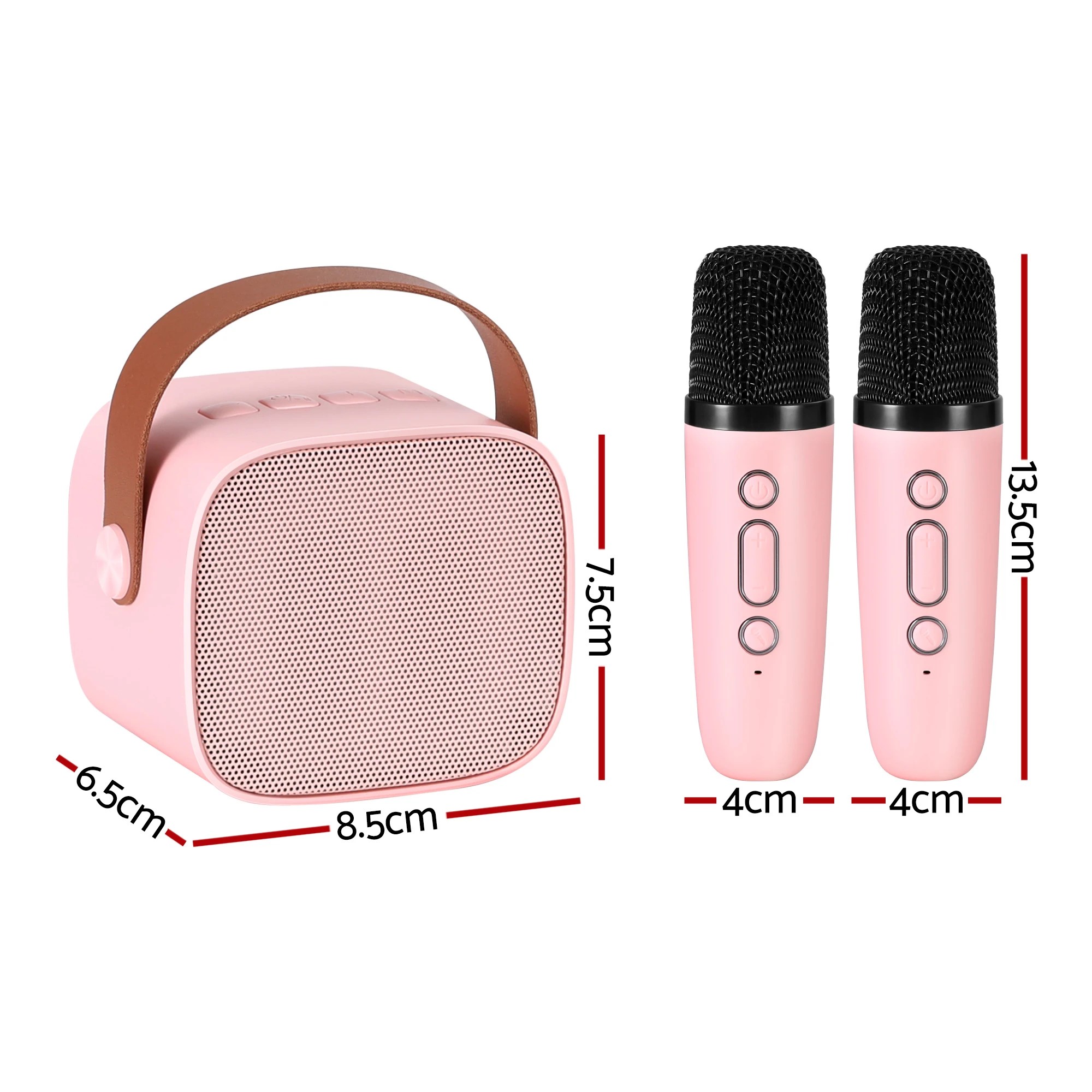 2 Alpha Mini Portable Karaoke Machine for Adults Kids with 2 Wireless Microphones - Pink, 2 of 3