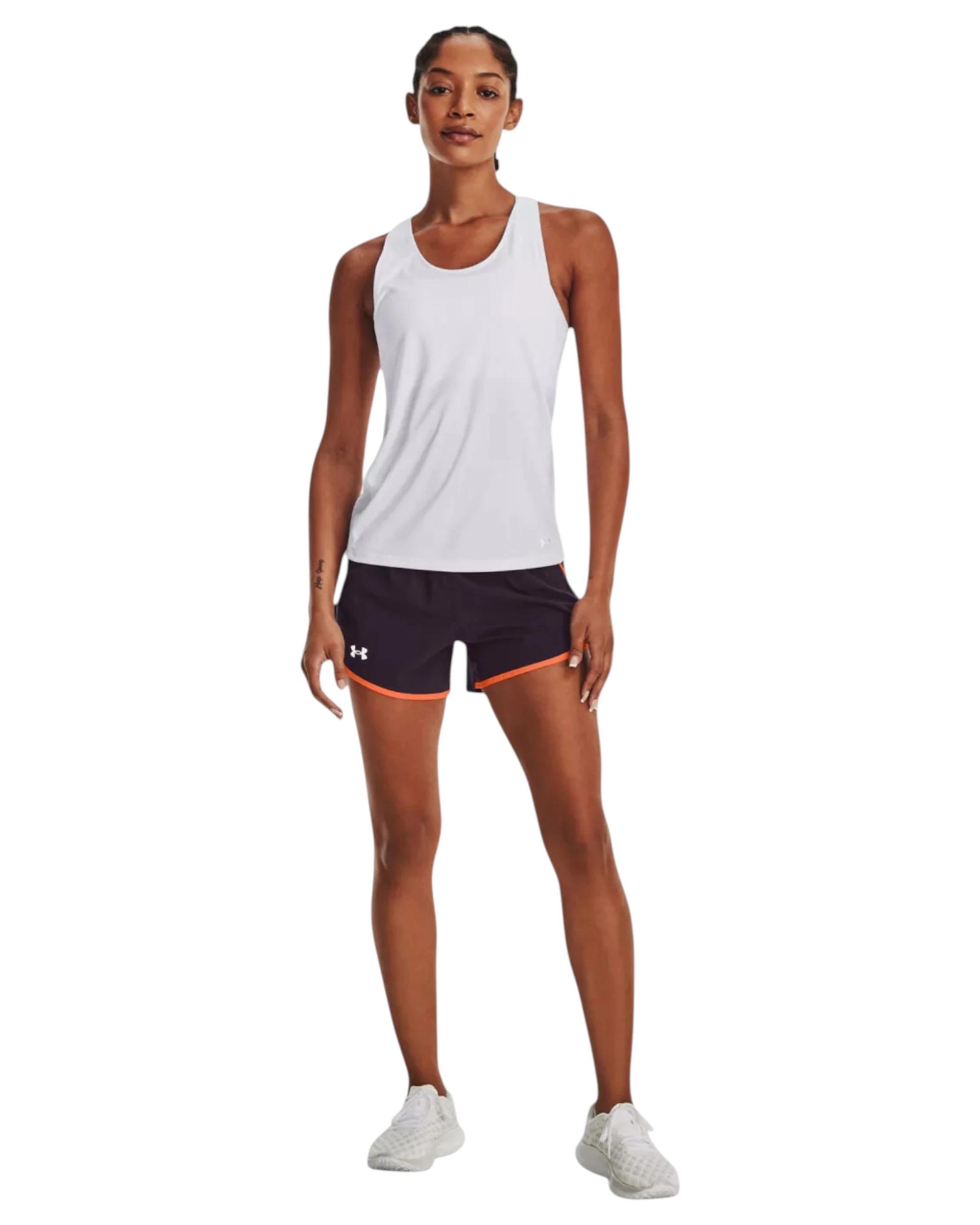 5 Under Armour Womens Dark Purple/ Orange Fly-By 2.0 Shorts DARK PURPLE/ORANGE, 5 of 6