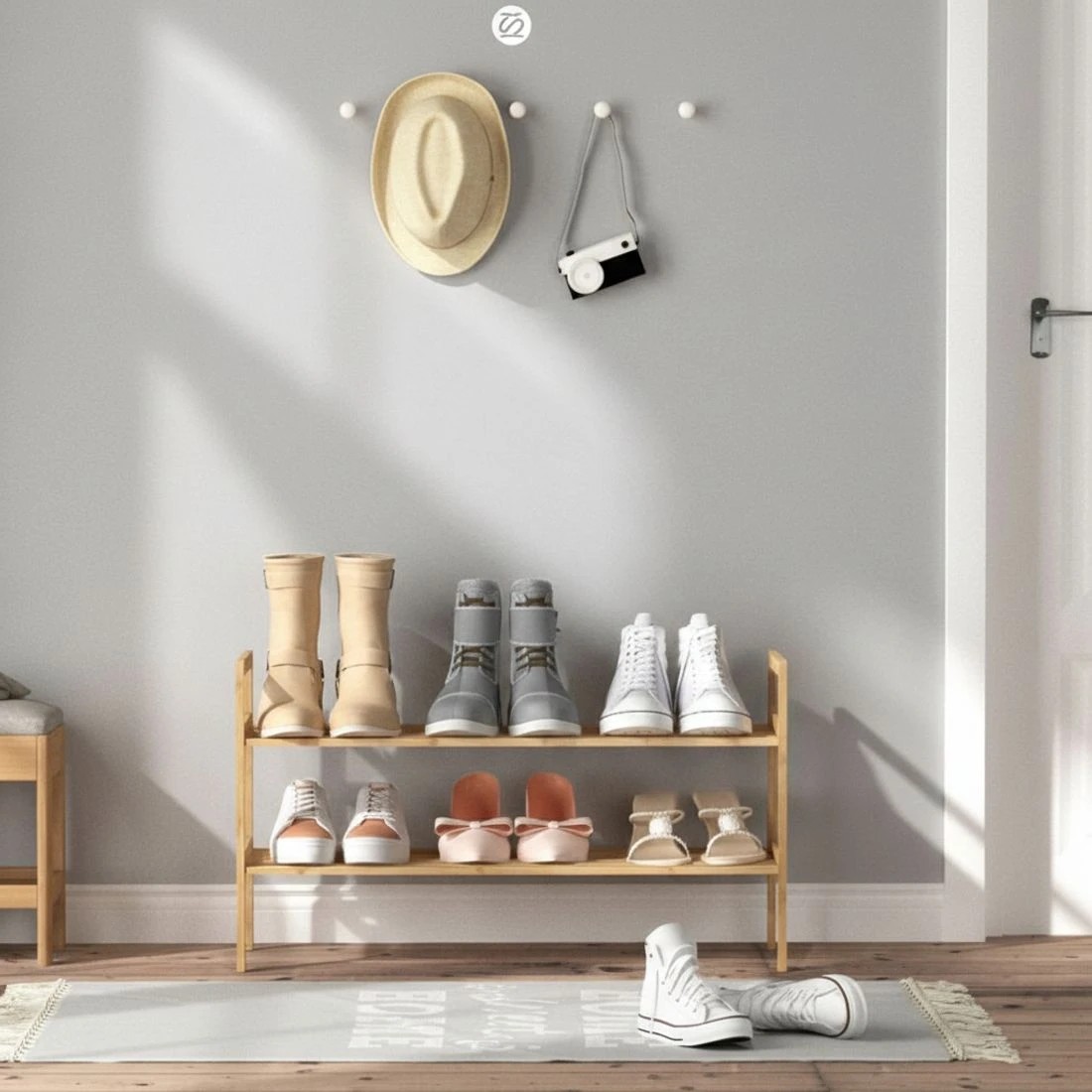 5 Artiss Shoe Rack Cabinet Bamboo Storage Organiser - Brown, 5 of 7