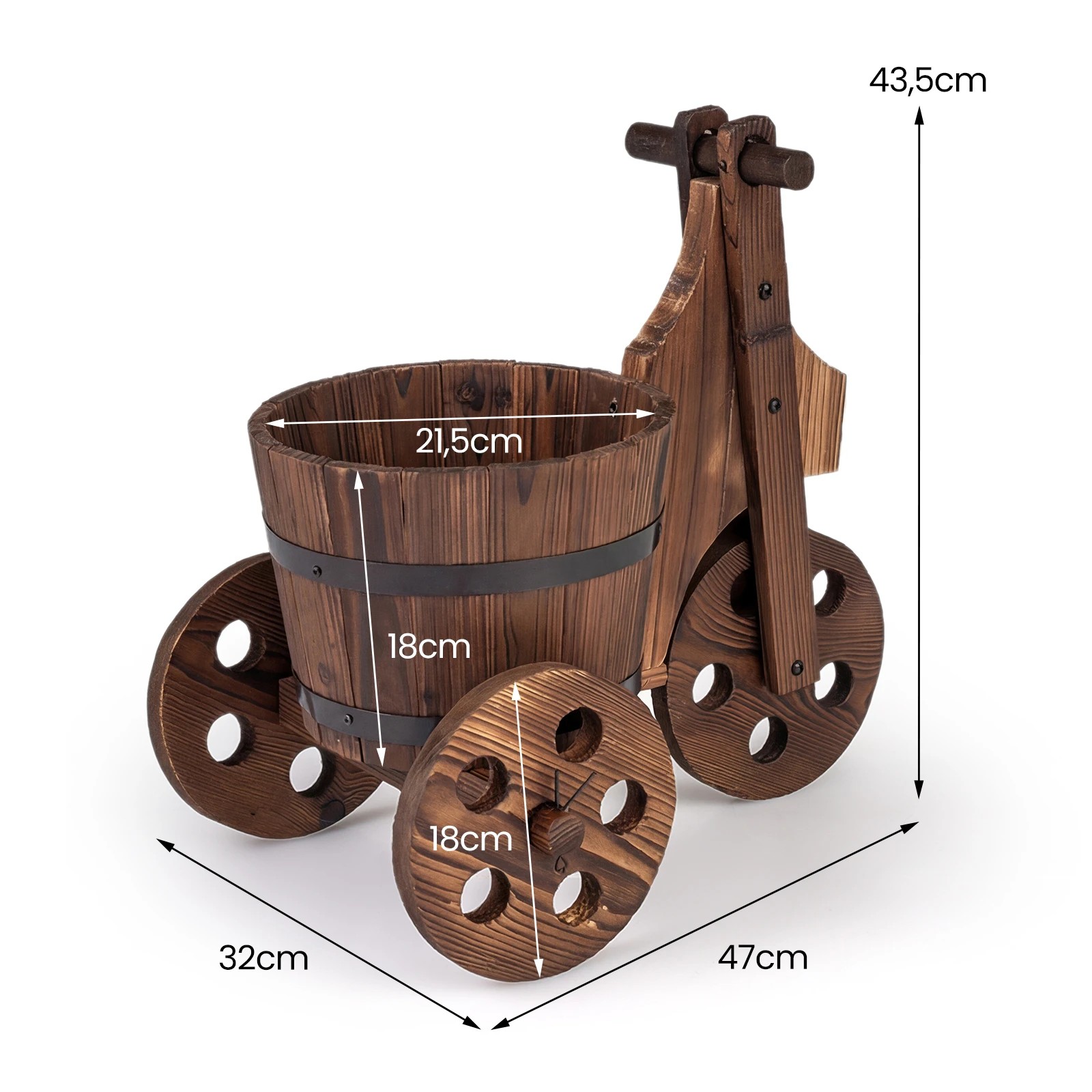 1 Costway Flower Cart Rustic Wood Tricycle Planter Indoor Outdoor 3 Wheel Barrow Patio, 1 of 1