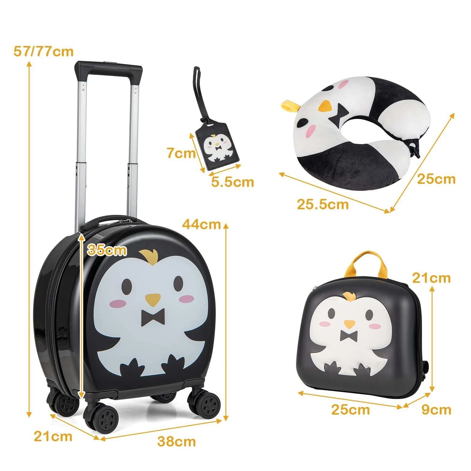 2 Costway 4PCS Luggage Set Rolling Backpack Travel Suitcase - Black, 2 of 3